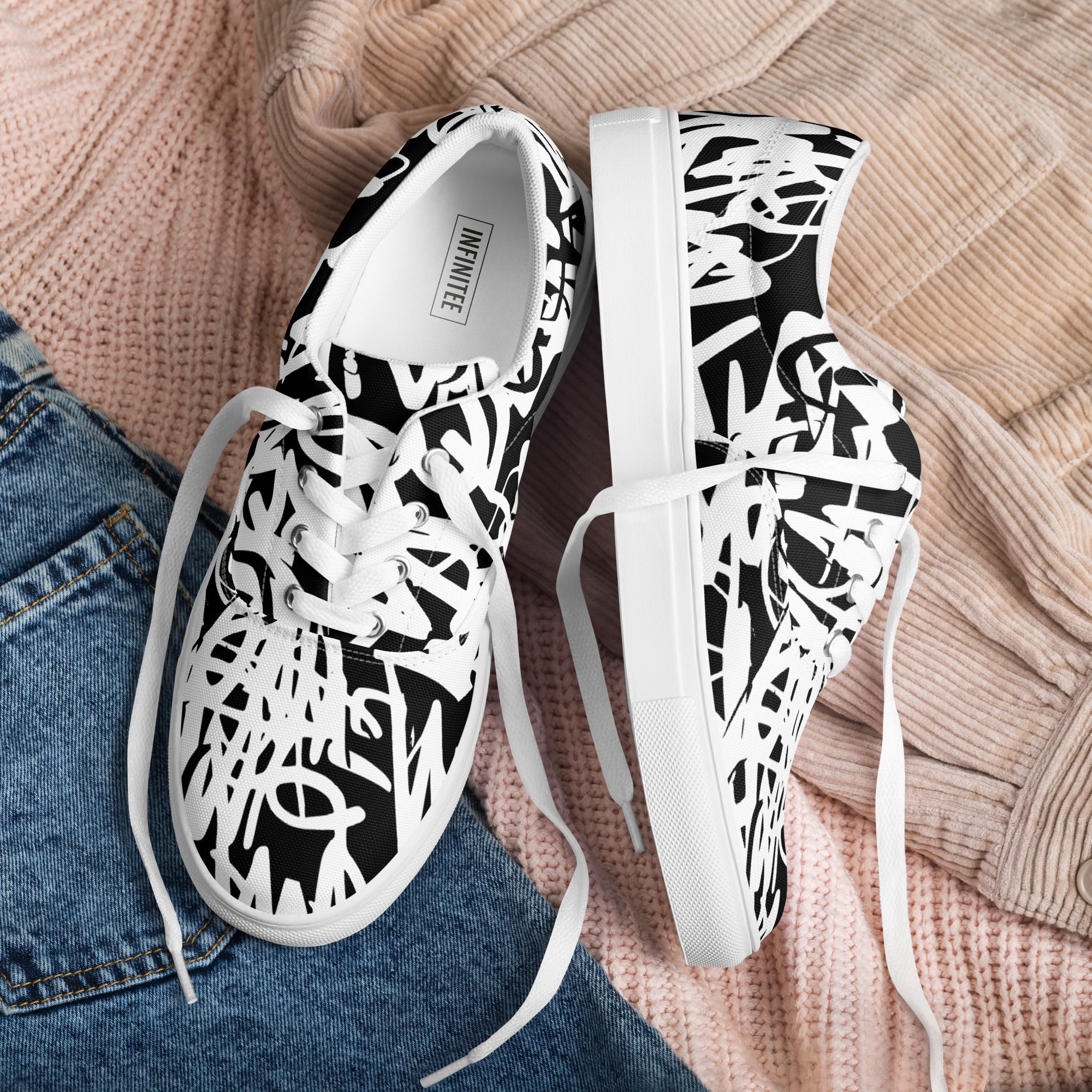 Graffiti - Men’s lace-up canvas shoes Mens Lace Up Canvas Shoes Printed Offshore