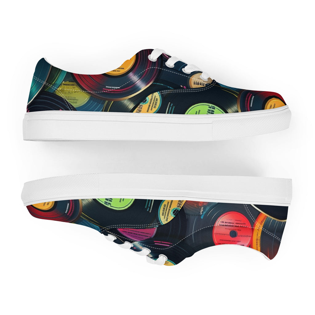 Retro Vinyl Records - Men’s lace-up canvas shoes 13 Mens Lace Up Canvas Shoes Printed Offshore
