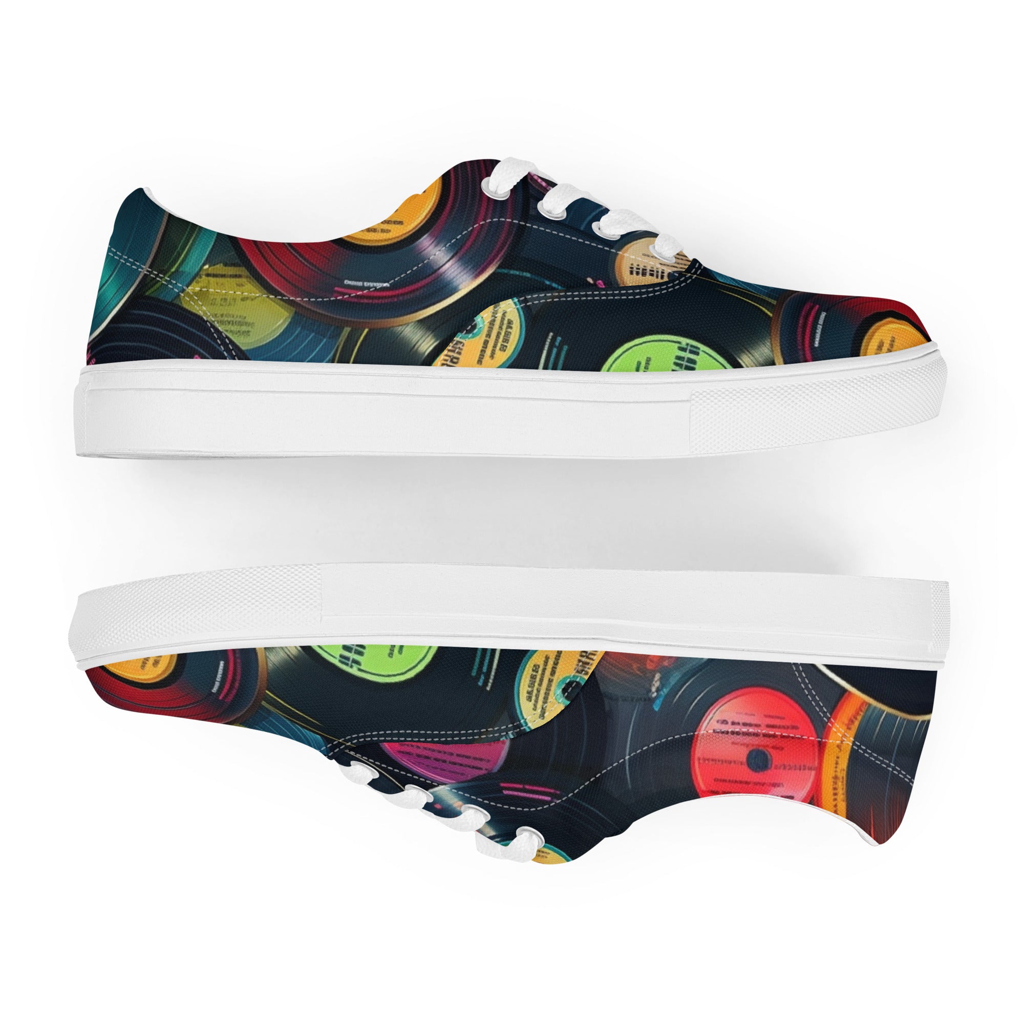 Retro Vinyl Records - Men’s lace-up canvas shoes 13 Mens Lace Up Canvas Shoes Printed Offshore