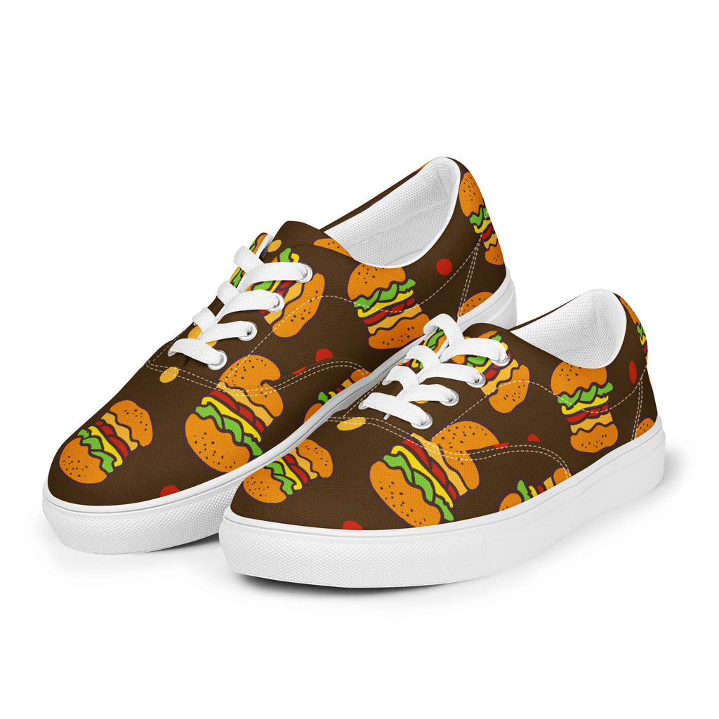 Burgers - Men’s lace-up canvas shoes Mens Lace Up Canvas Shoes Food Printed Offshore