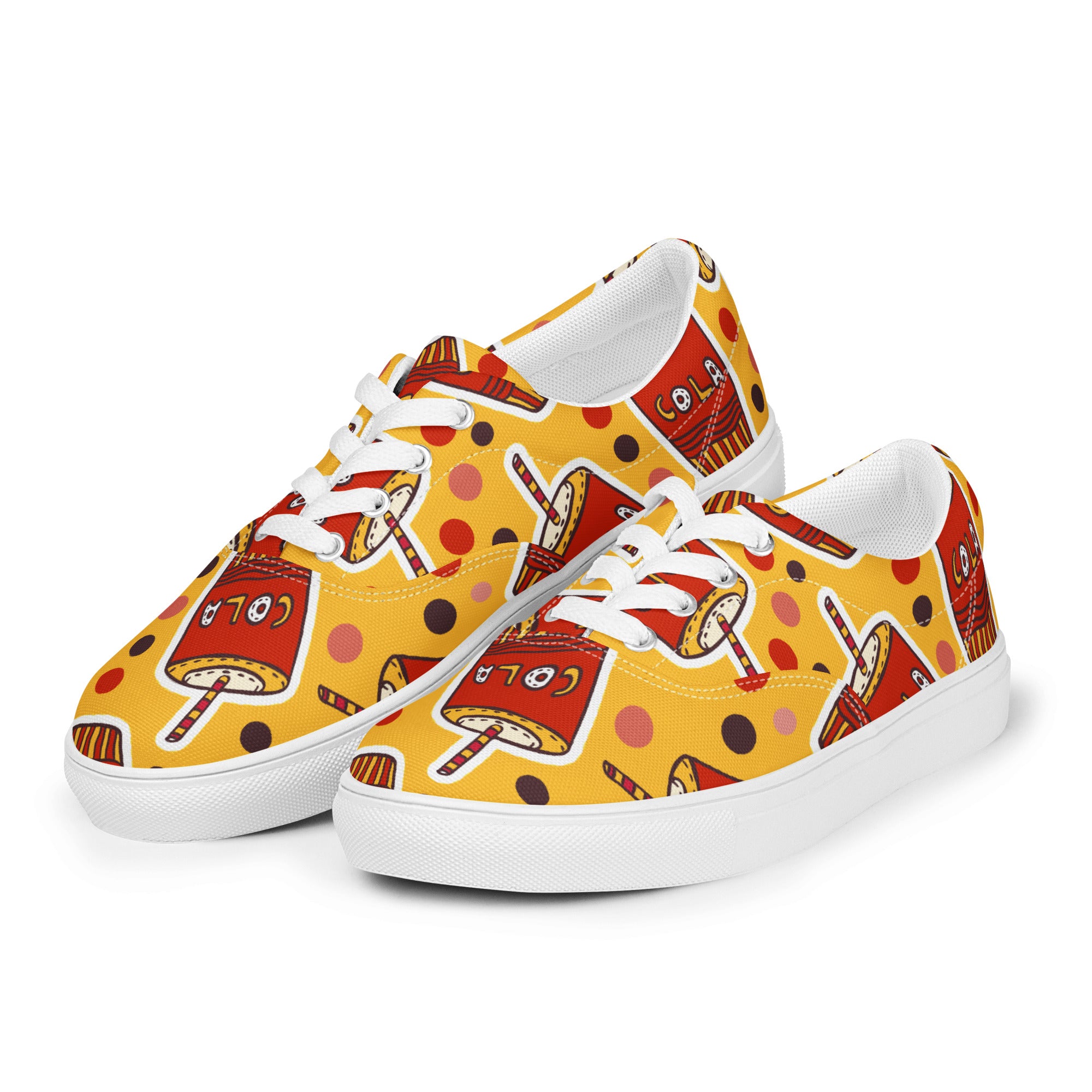 Cola - Men’s lace-up canvas shoes Mens Lace Up Canvas Shoes Food Printed Offshore