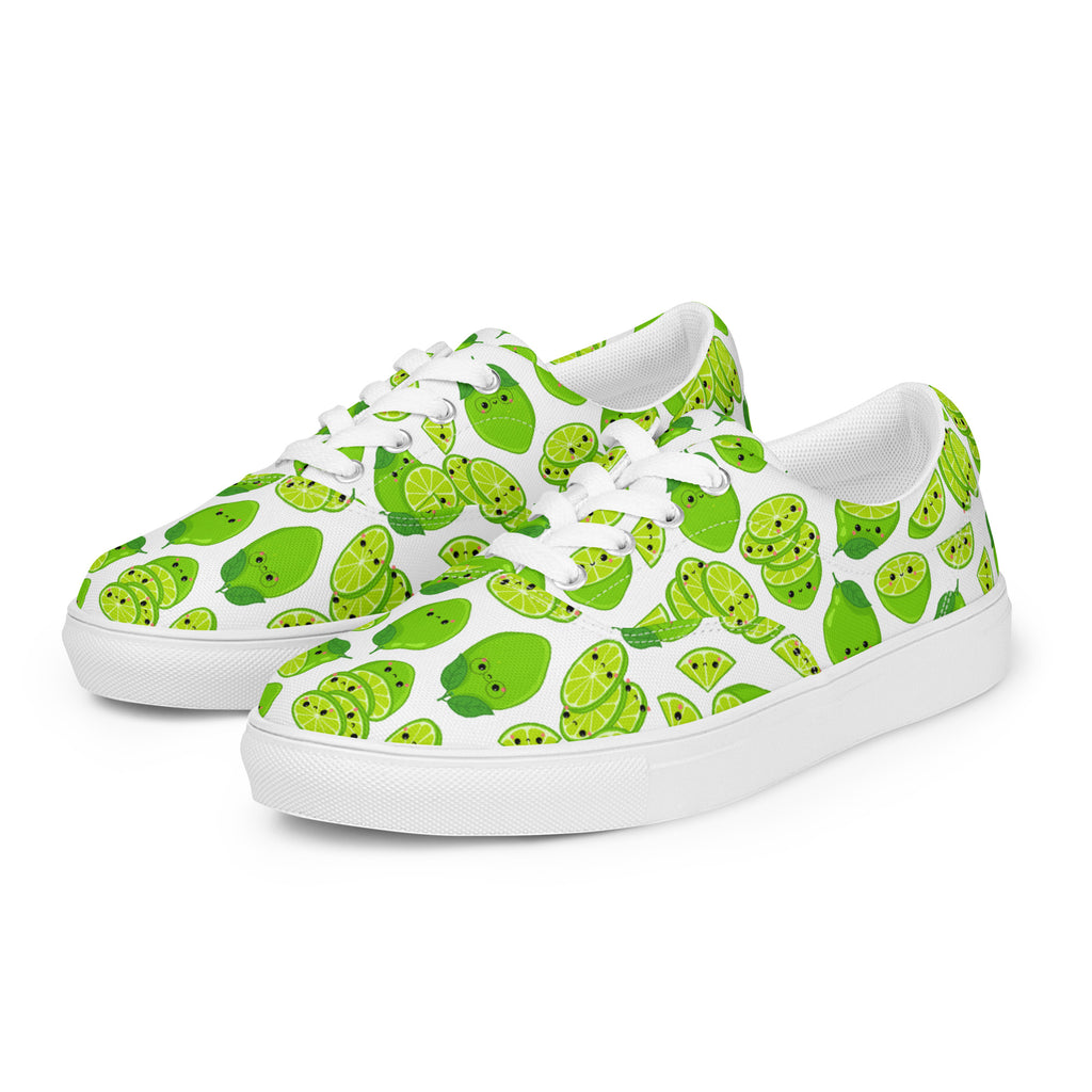 Cute Limes - Men’s lace-up canvas shoes Mens Lace Up Canvas Shoes food Printed Offshore