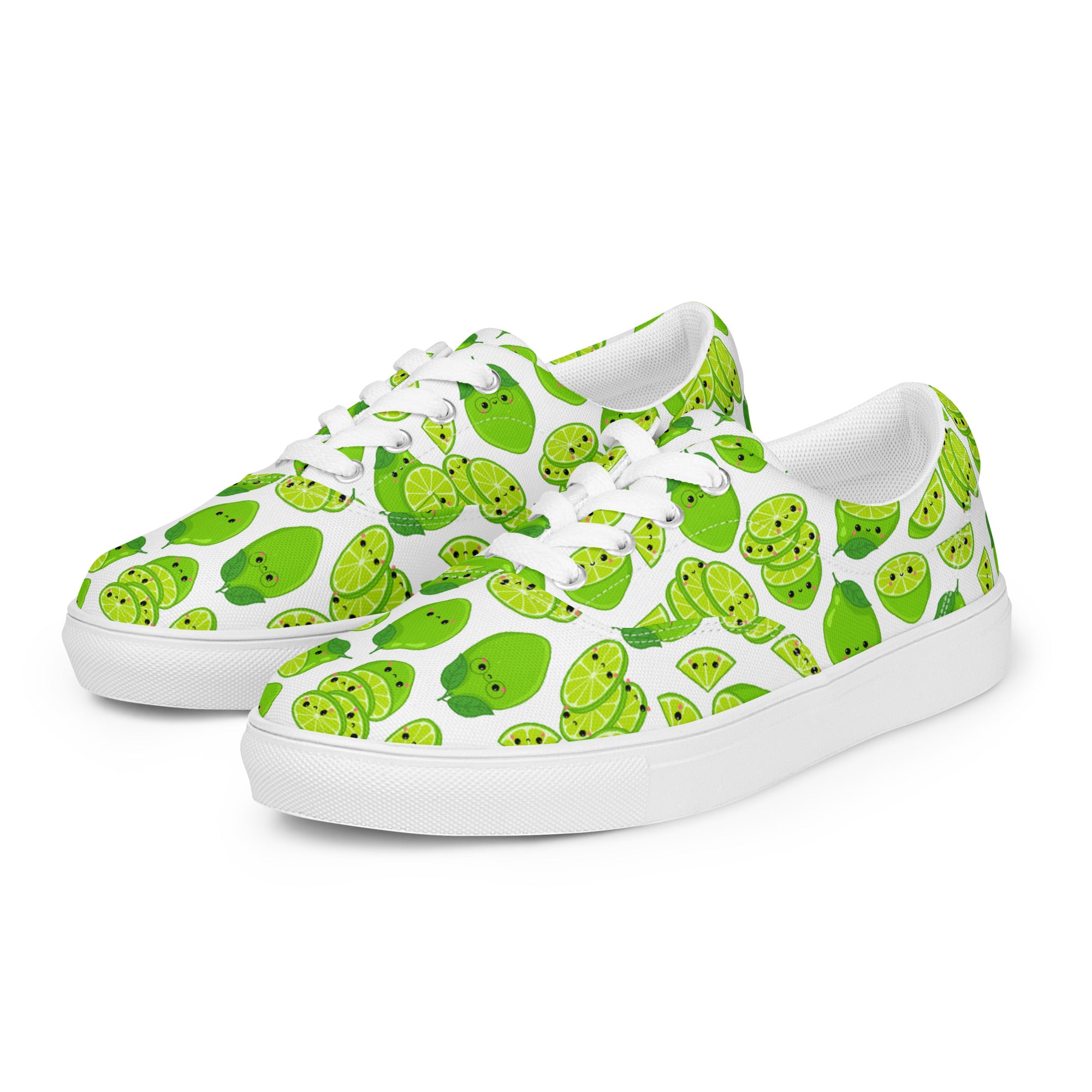 Cute Limes - Men’s lace-up canvas shoes Mens Lace Up Canvas Shoes food Printed Offshore