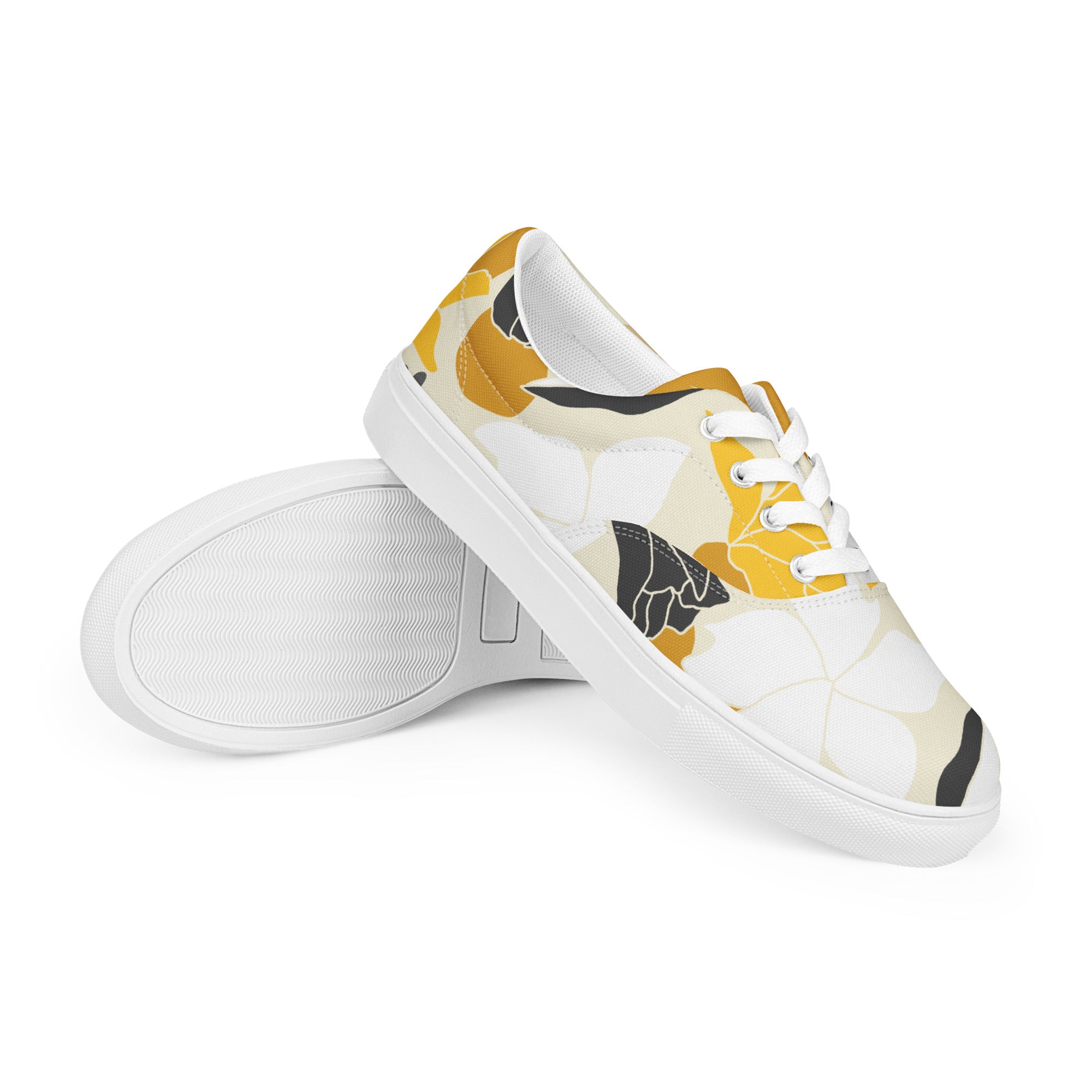 Yellow Leaves - Men’s lace-up canvas shoes Mens Lace Up Canvas Shoes Printed Offshore