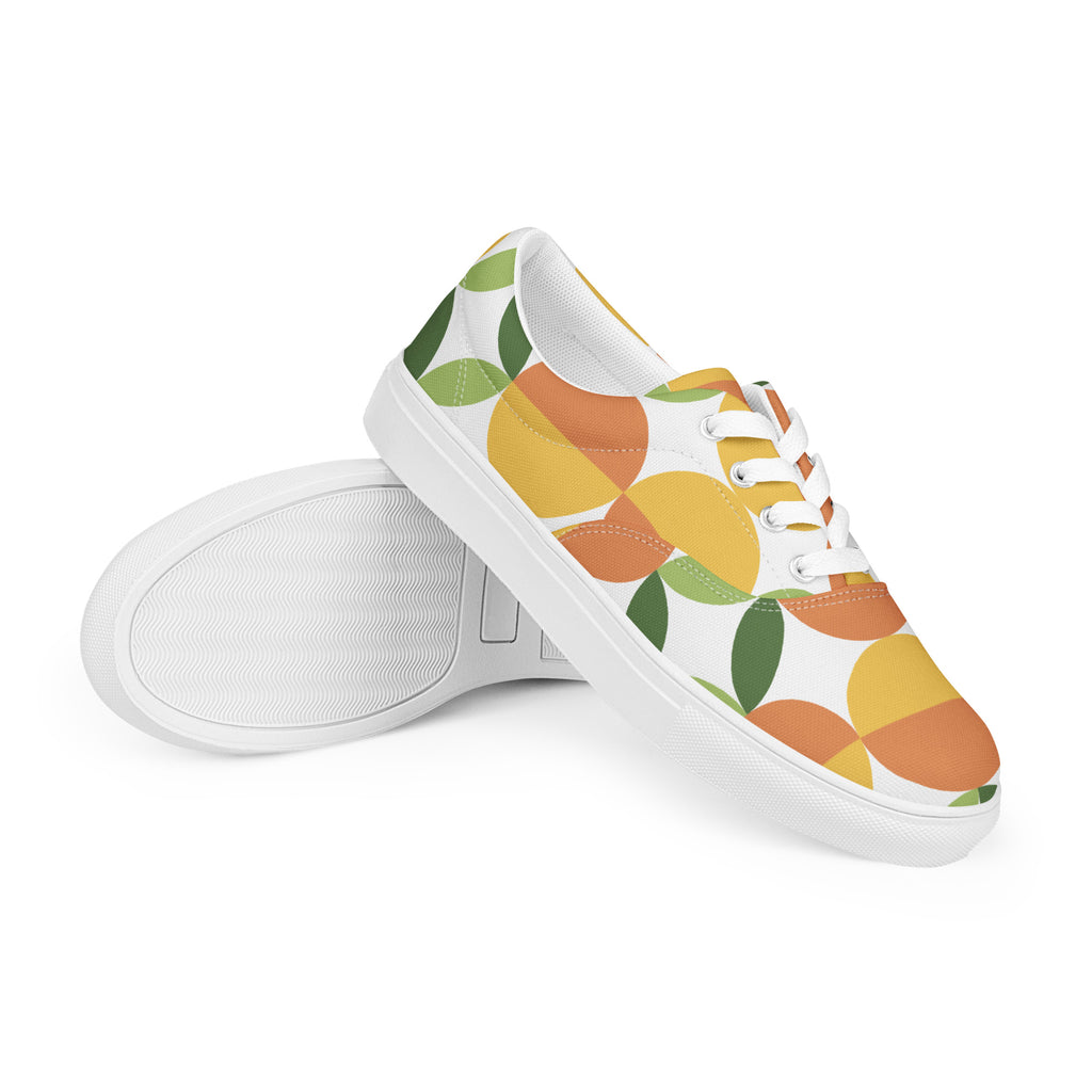 Green And Orange - Men’s lace-up canvas shoes Mens Lace Up Canvas Shoes Printed Offshore