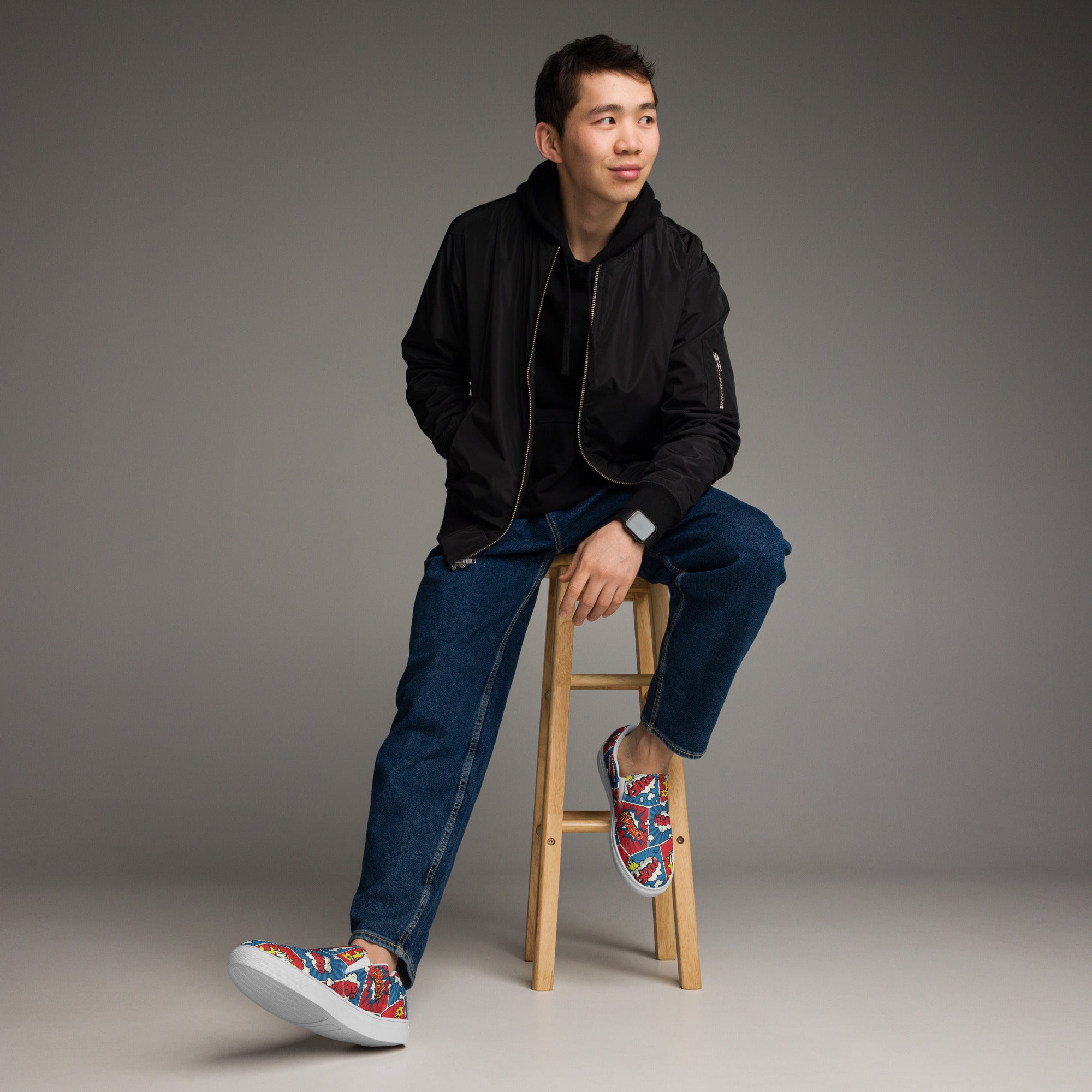 Comic Book - Men’s slip-on canvas shoes Mens Slip On Shoes Printed Offshore