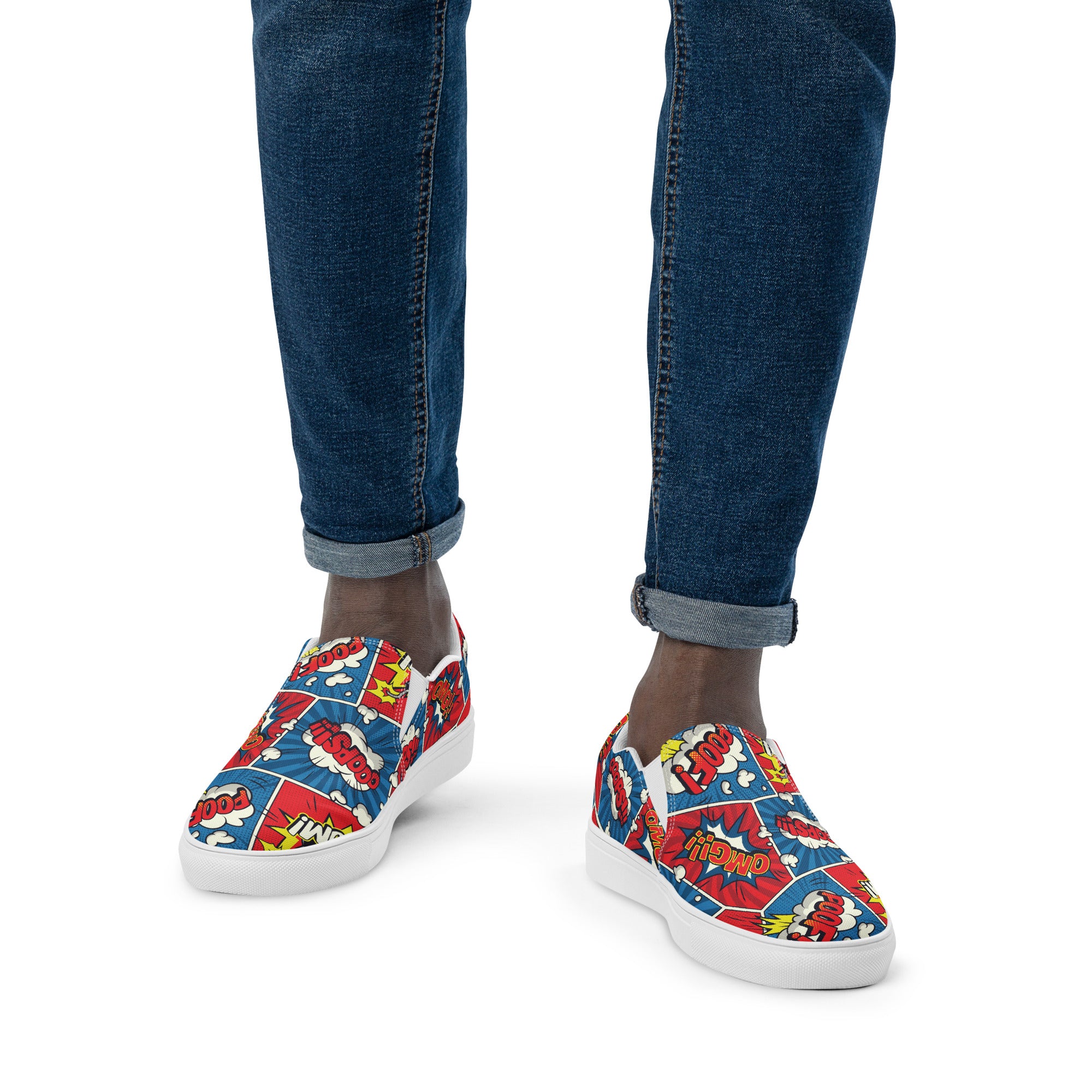 Comic Book - Men’s slip-on canvas shoes Mens Slip On Shoes Printed Offshore