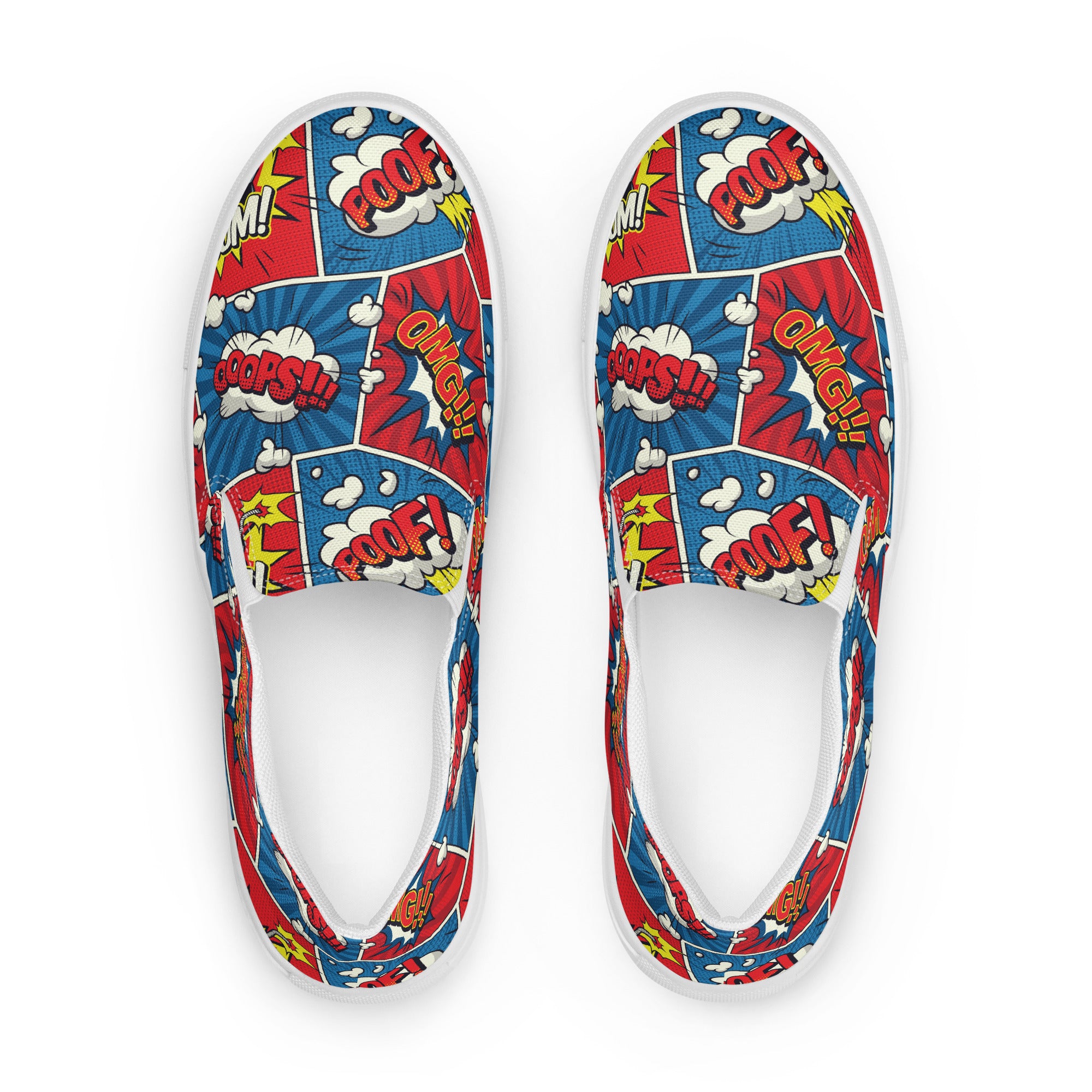 Comic Book - Men’s slip-on canvas shoes Mens Slip On Shoes Printed Offshore