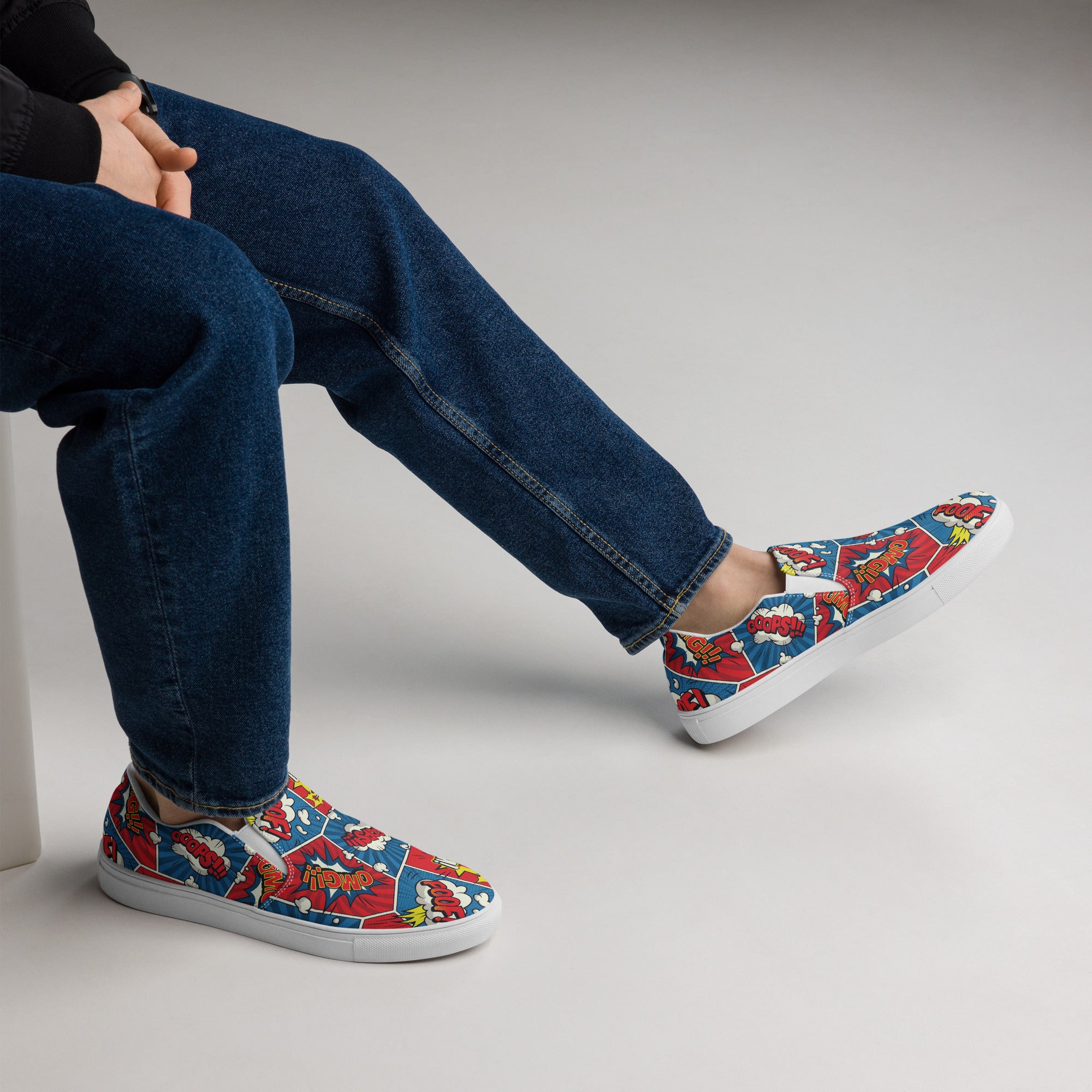 Comic Book - Men’s slip-on canvas shoes Mens Slip On Shoes Printed Offshore