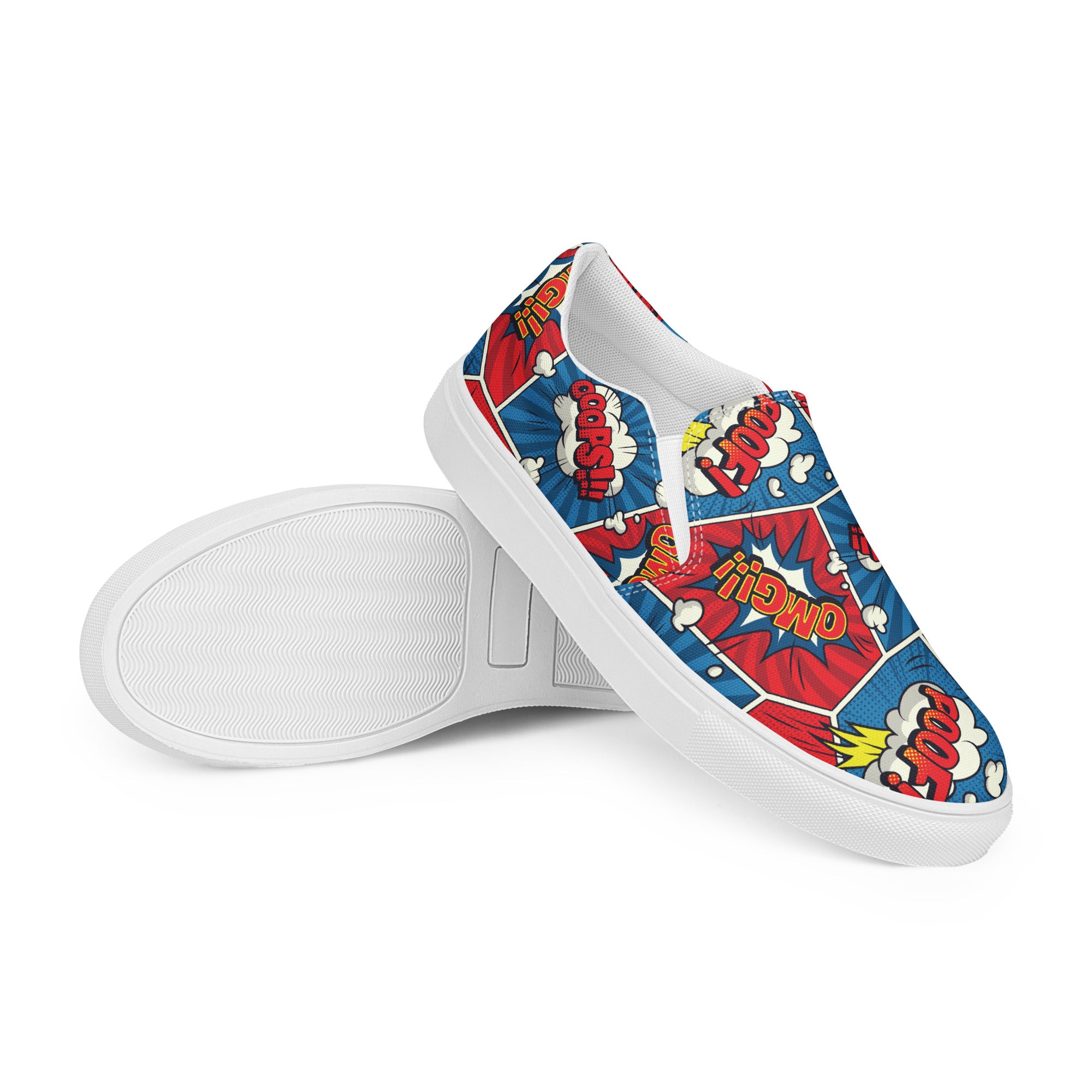 Comic Book - Men’s slip-on canvas shoes Mens Slip On Shoes Printed Offshore