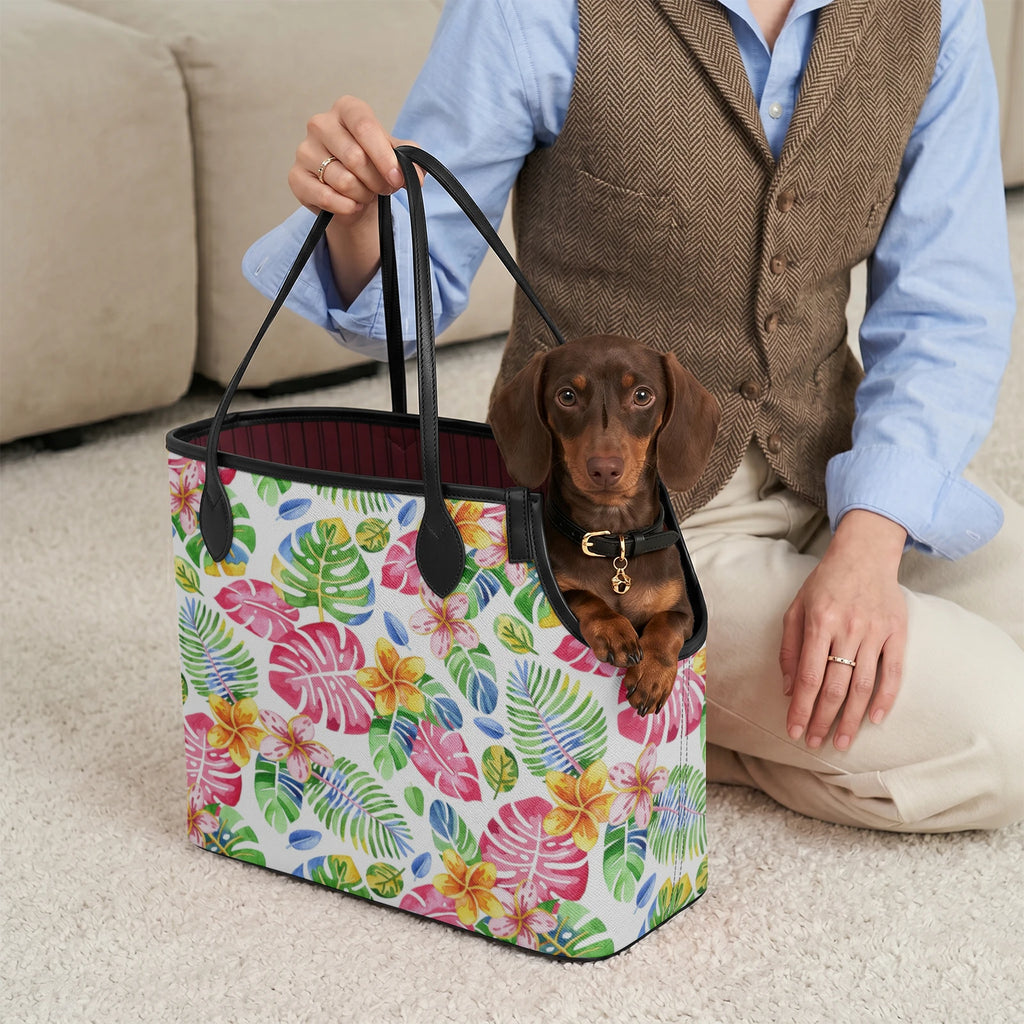 Bright Painted Tropical Multifunctional Side-Open Pet Tote Bag Pet Tote Bag Plants Printed Offshore