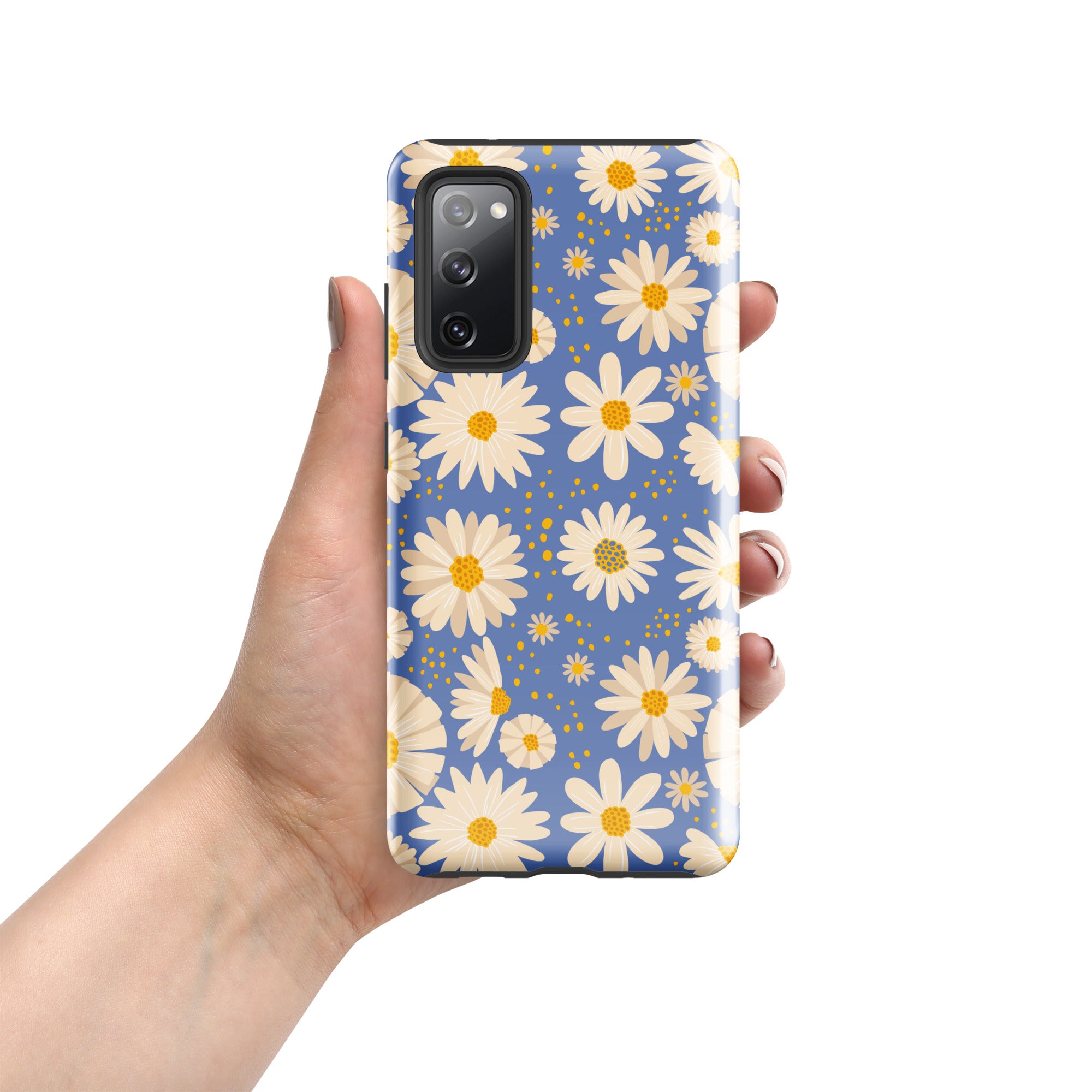 Daisies on Blue - Tough case for Samsung® Glossy Samsung Galaxy S20 FE Samsung Tough Phone Case Globally Fulfilled Plants