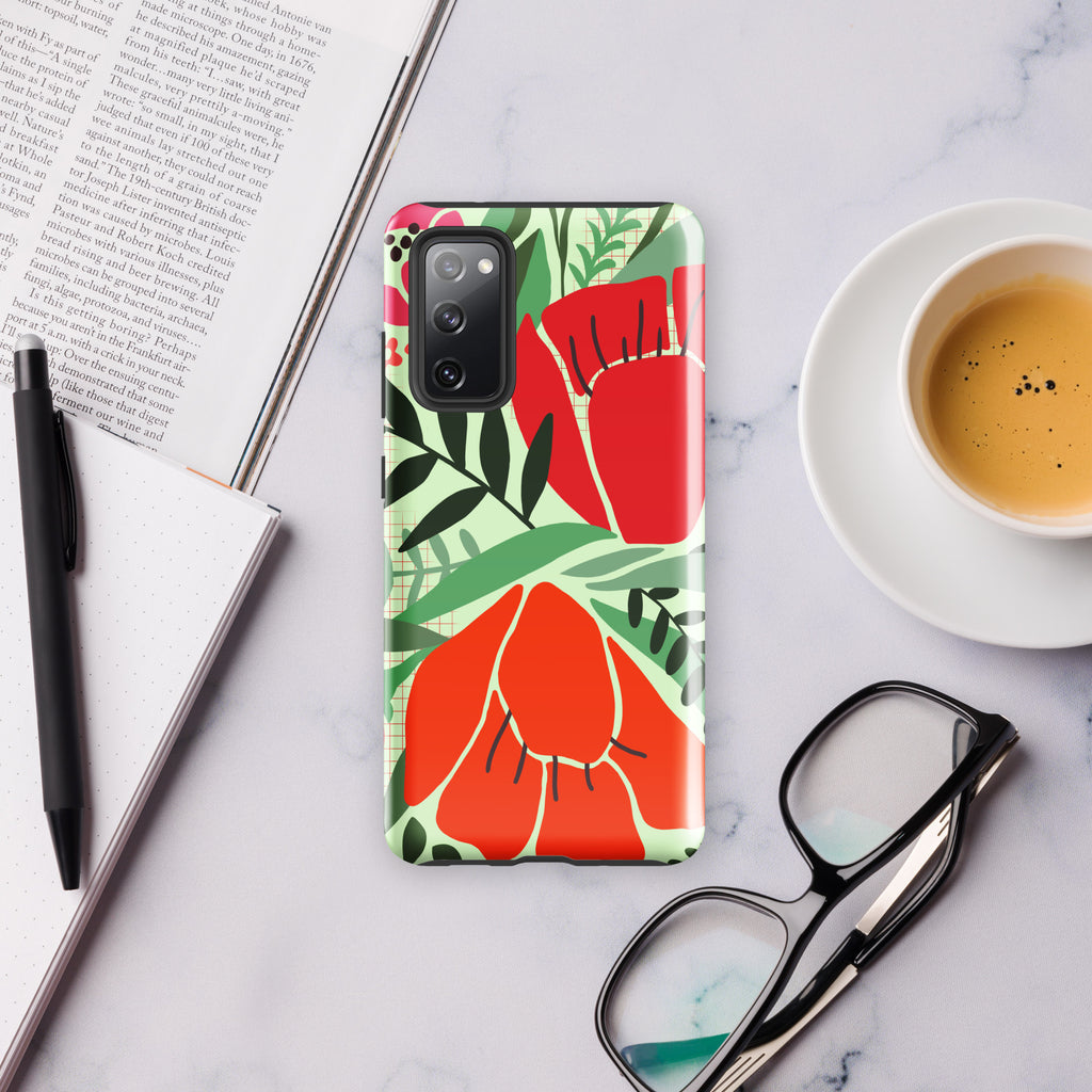 Red Flowers Tough case for Samsung® Glossy Samsung Galaxy S20 FE Samsung Tough Phone Case Globally Fulfilled Plants