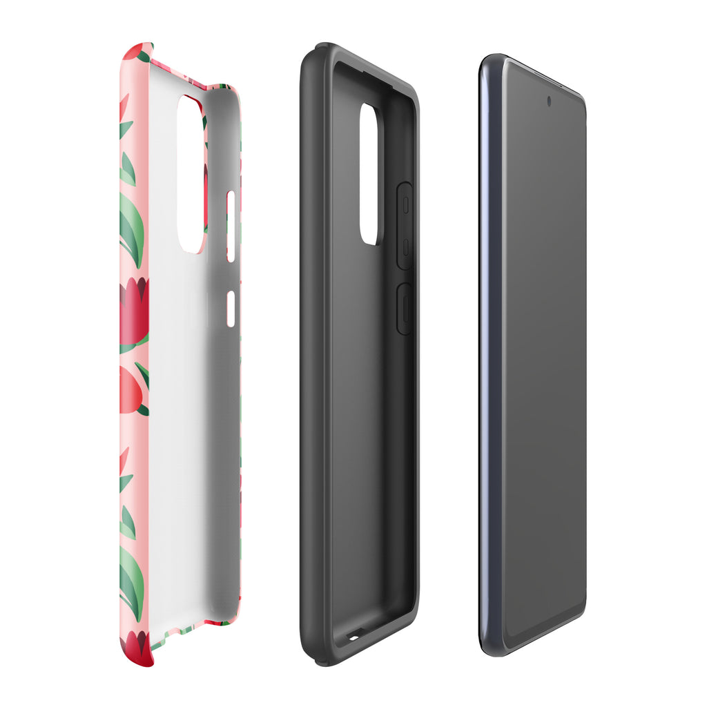 Red Flowers On Pink Tough case for Samsung® Glossy Samsung Galaxy S20 FE Samsung Tough Phone Case Globally Fulfilled Plants