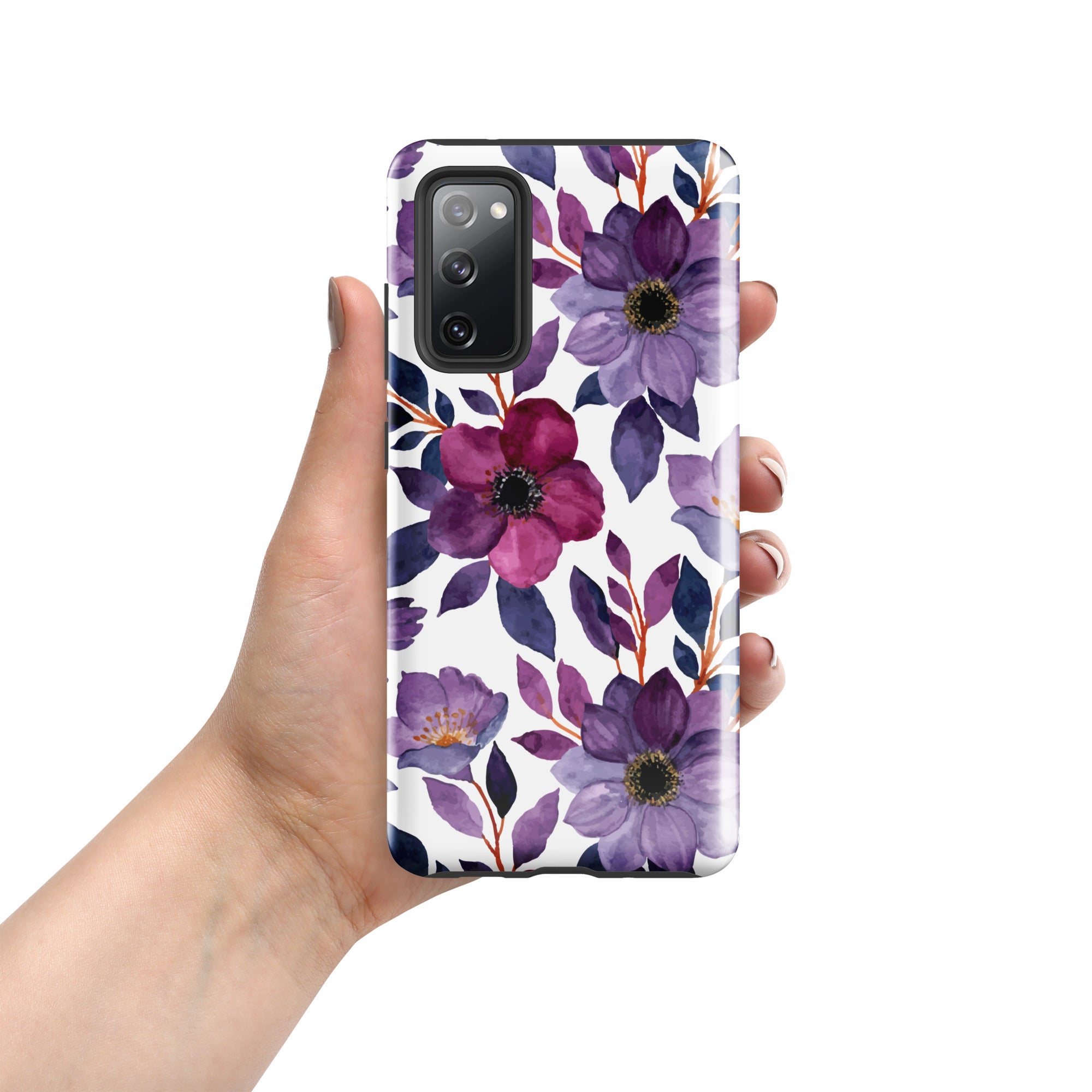 Purple Floral - Tough case for Samsung® Glossy Samsung Galaxy S20 FE Samsung Tough Phone Case Globally Fulfilled Plants