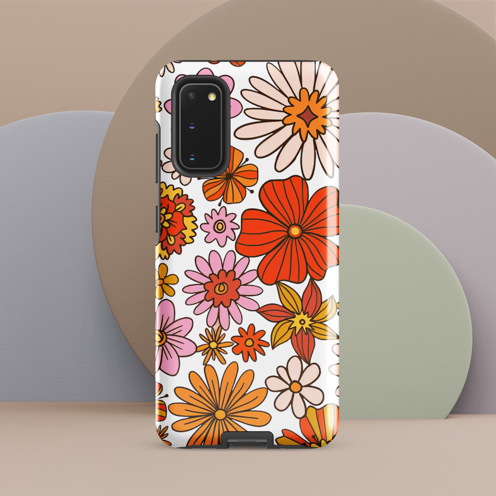 Retro Flowers Tough case for Samsung® Glossy Samsung Galaxy S20 Samsung Tough Phone Case Globally Fulfilled Plants Retro