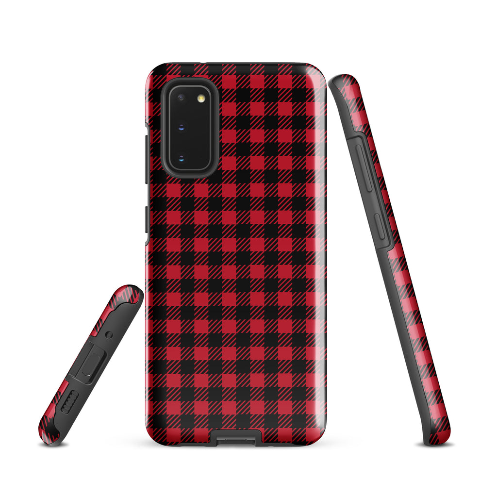 Red And Black Check Tough case for Samsung® Glossy Samsung Galaxy S20 Samsung Tough Phone Case Globally Fulfilled