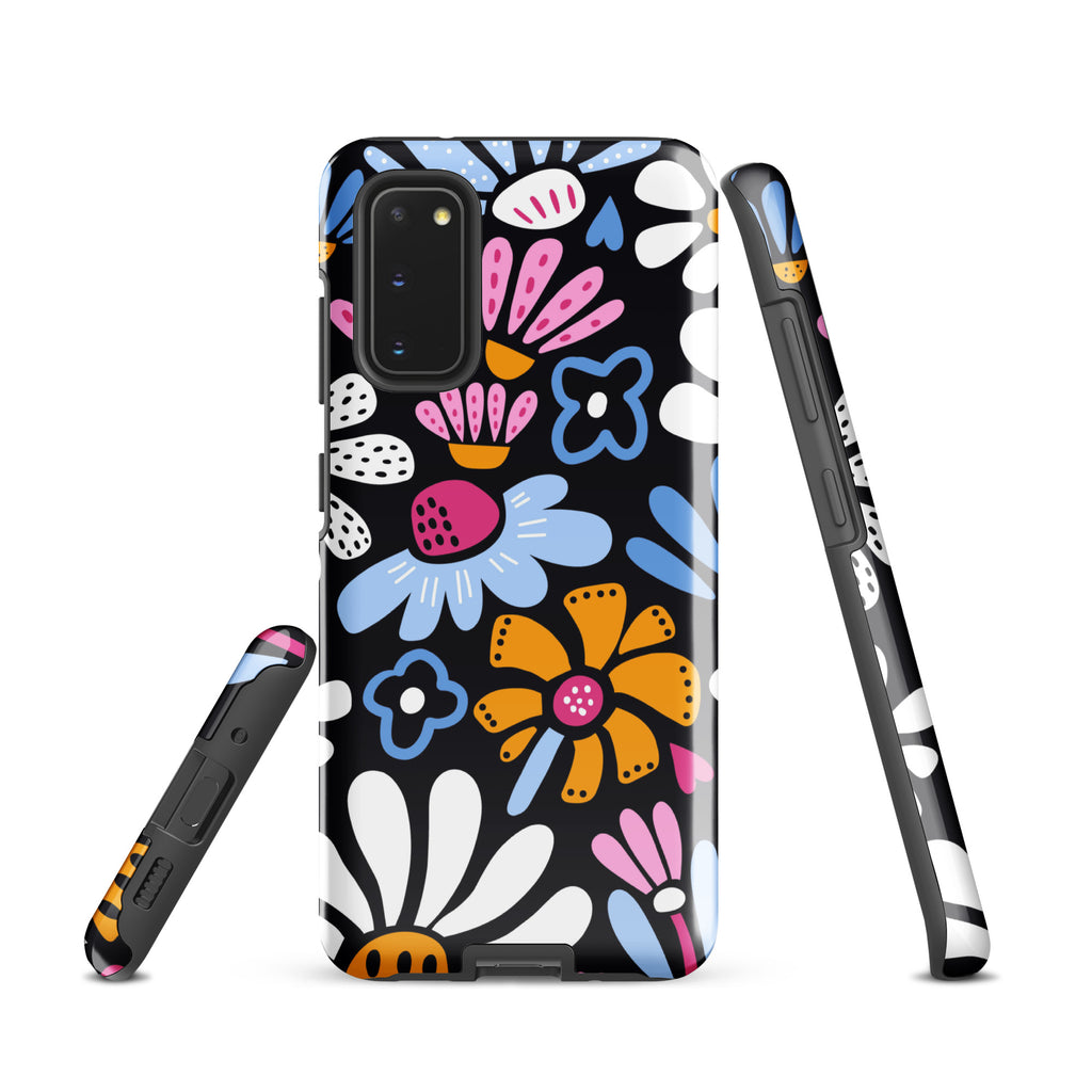 Graphic Flowers On Black Tough case for Samsung® Samsung Tough Phone Case Globally Fulfilled Plants