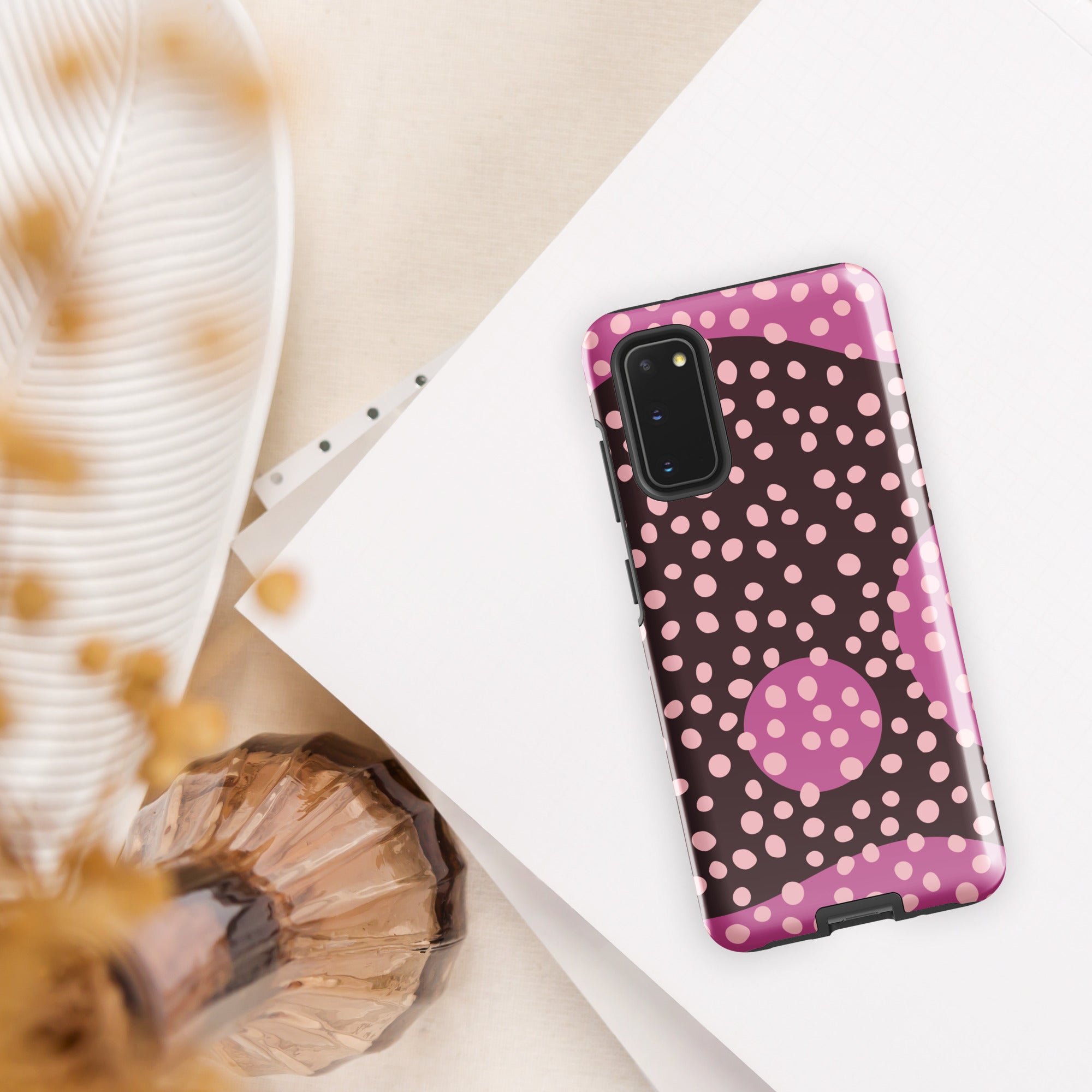 Pink Dots - Tough case for Samsung® Glossy Samsung Galaxy S20 Samsung Tough Phone Case Globally Fulfilled