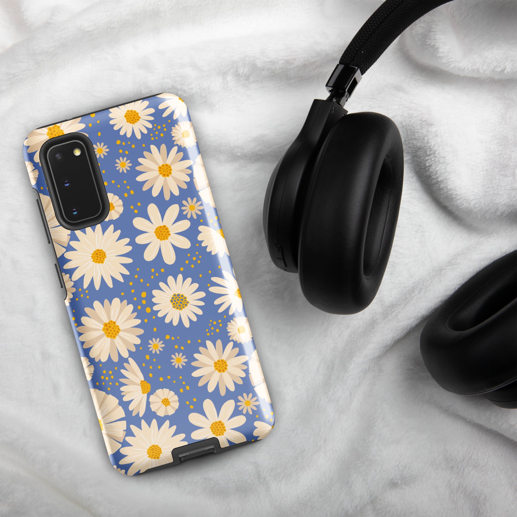 Daisies on Blue - Tough case for Samsung® Glossy Samsung Galaxy S20 Samsung Tough Phone Case Globally Fulfilled Plants