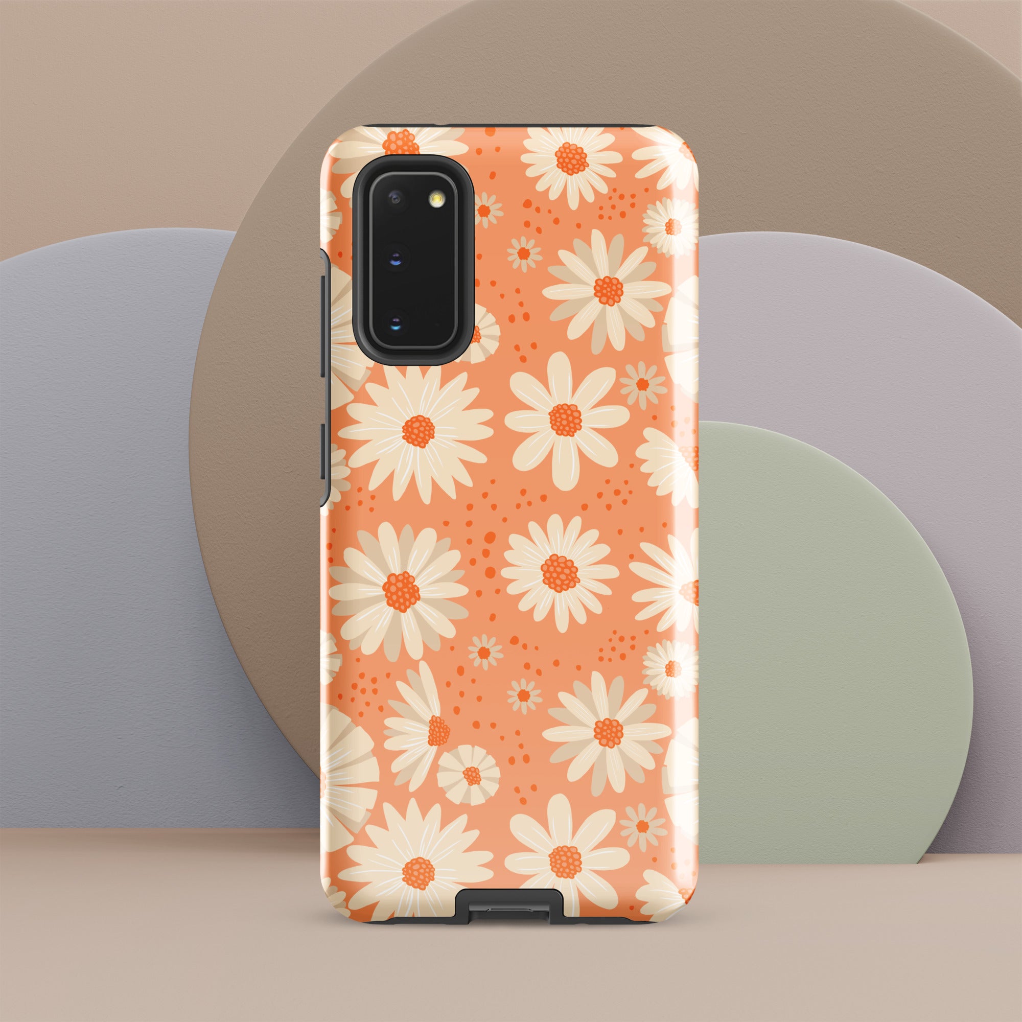 Daisies On Orange - Tough case for Samsung® Glossy Samsung Galaxy S20 Samsung Tough Phone Case Globally Fulfilled Plants
