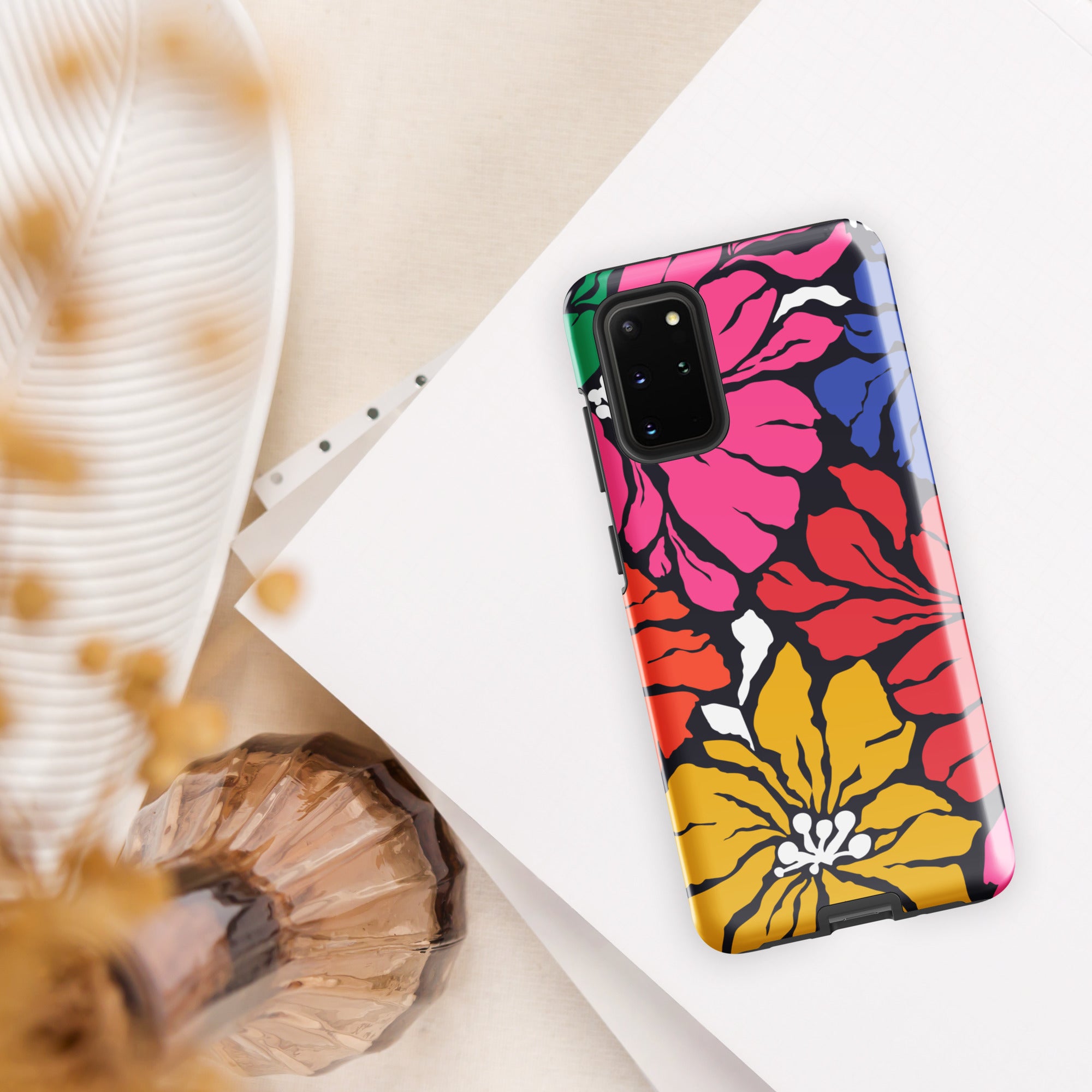 Bright And Bold Retro Flower Tough case for Samsung® Glossy Samsung Galaxy S20 Plus Samsung Tough Phone Case Globally Fulfilled Plants Retro
