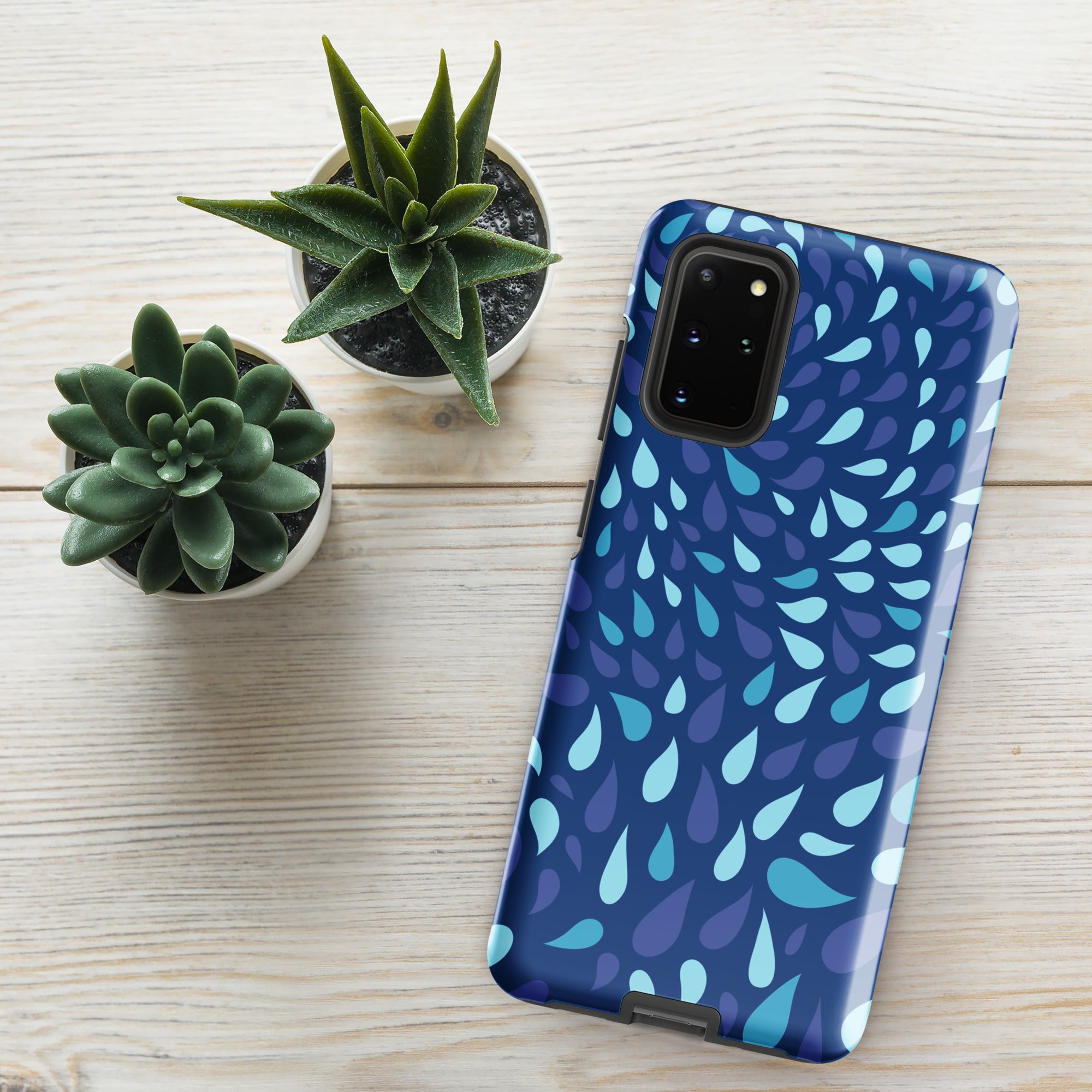 Blue Raindrops - Tough case for Samsung® Glossy Samsung Galaxy S20 Plus Samsung Tough Phone Case Globally Fulfilled
