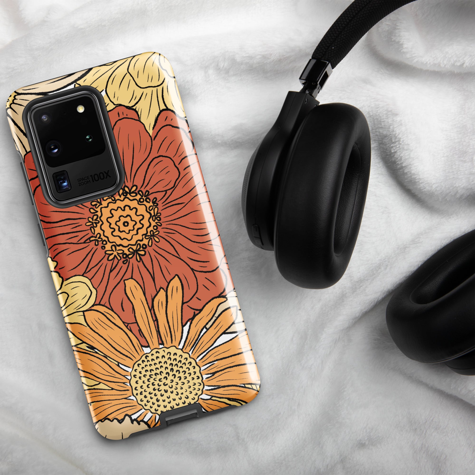 Vintage Orange Floral Tough case for Samsung® Glossy Samsung Galaxy S20 Ultra Samsung Tough Phone Case Globally Fulfilled Plants Retro