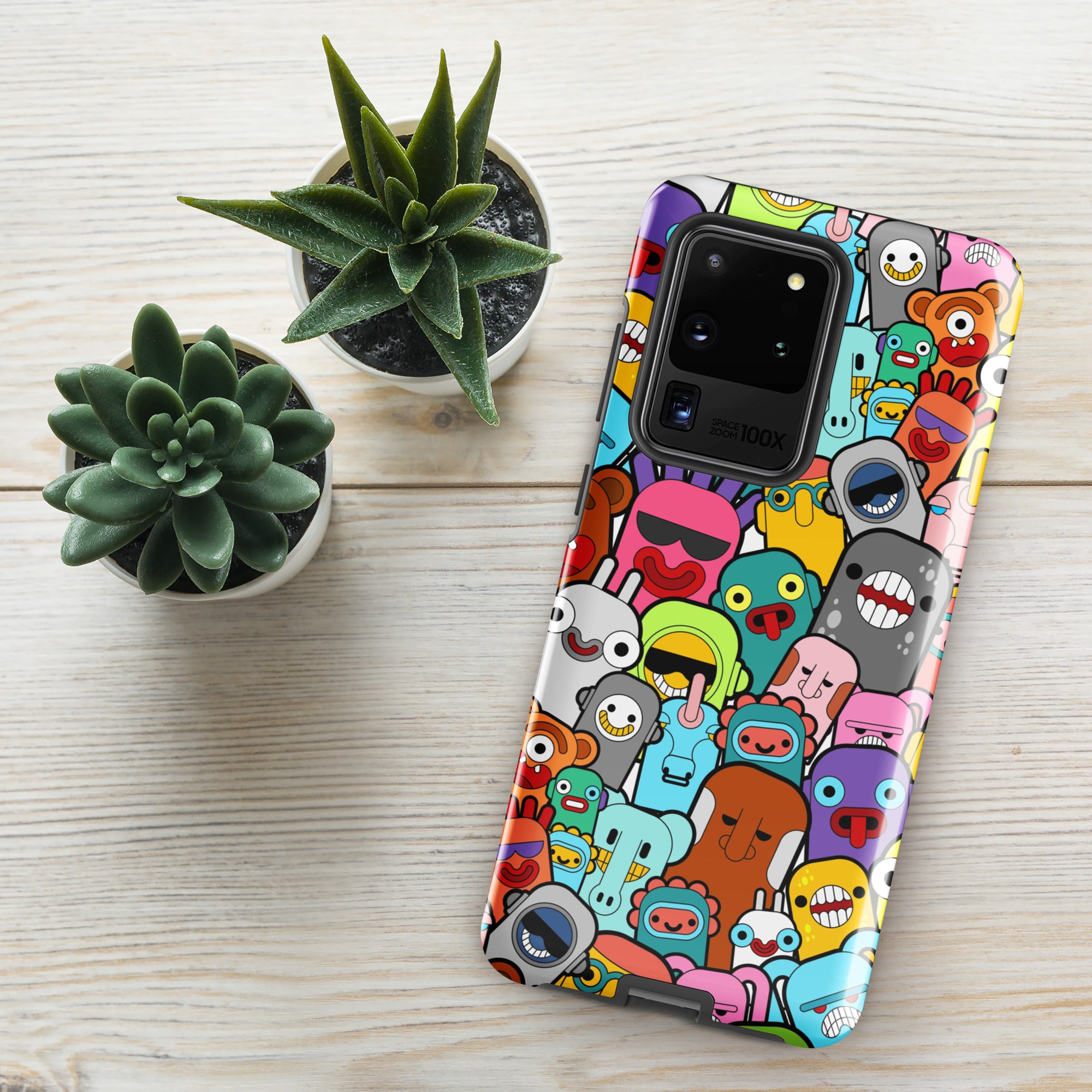Happy Monsters Tough case for Samsung® Glossy Samsung Galaxy S20 Ultra Samsung Tough Phone Case Globally Fulfilled Sci Fi