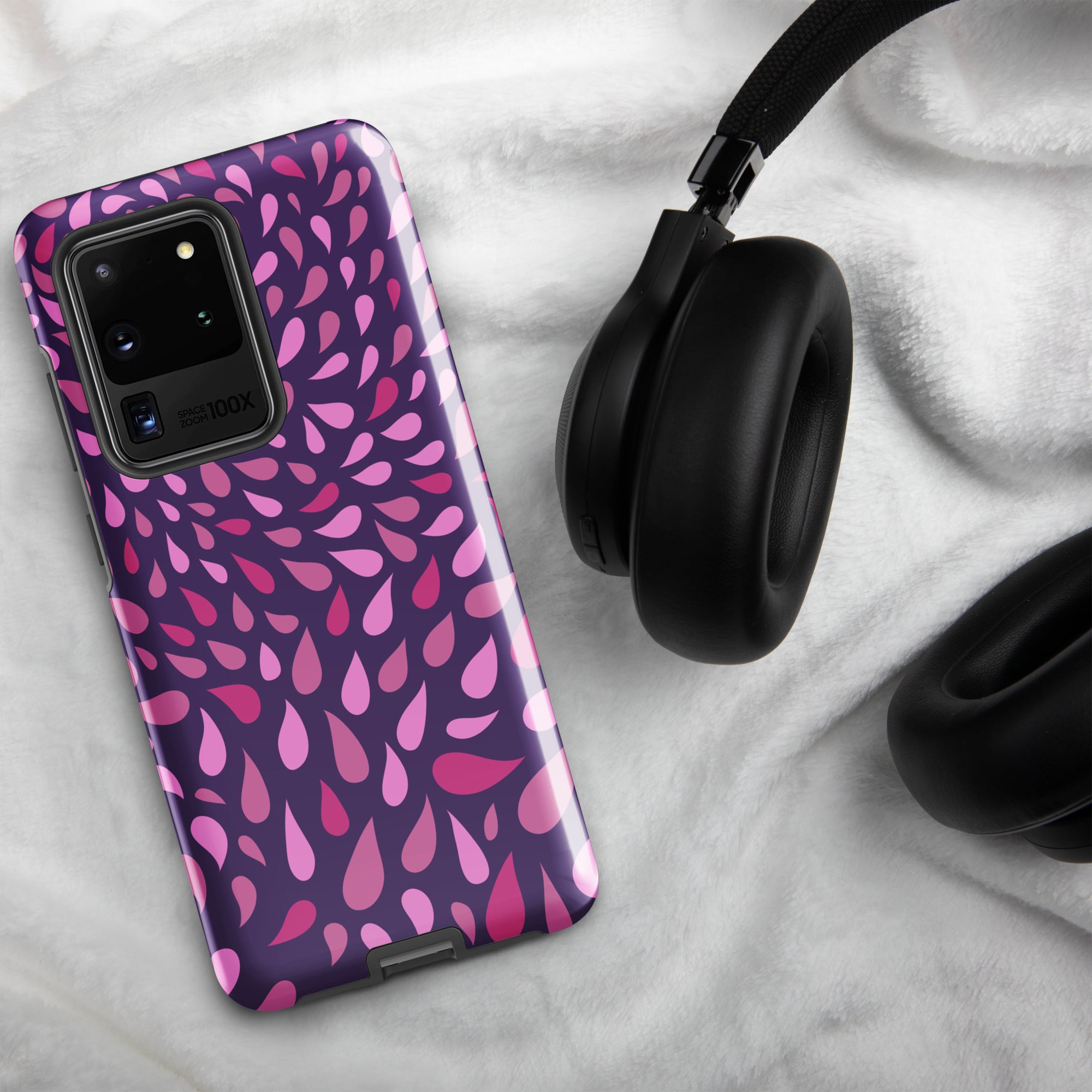 Purple Raindrops - Tough case for Samsung® Glossy Samsung Galaxy S20 Ultra Samsung Tough Phone Case Globally Fulfilled