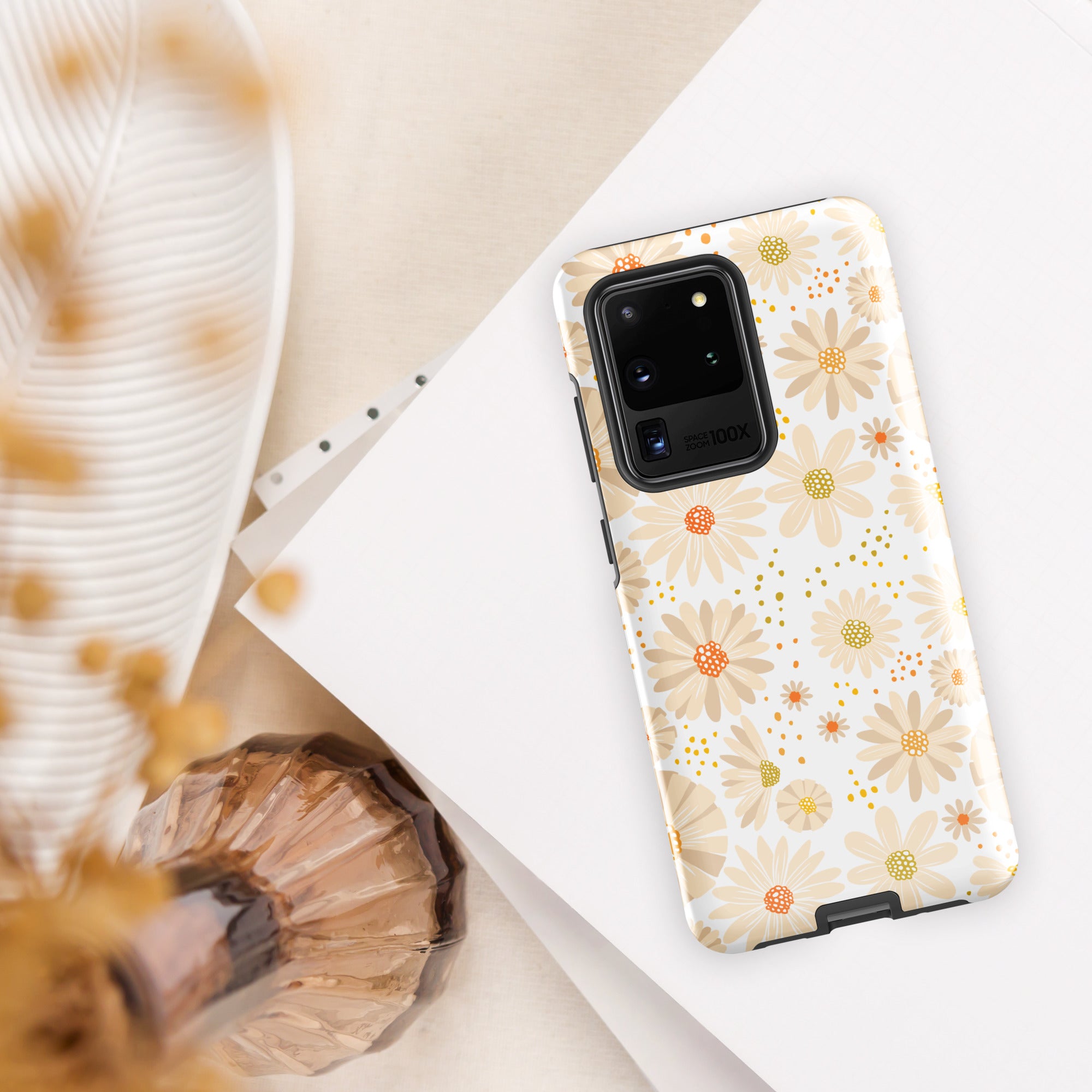 Pale Daisies - Tough case for Samsung® Glossy Samsung Galaxy S20 Ultra Samsung Tough Phone Case Globally Fulfilled Plants