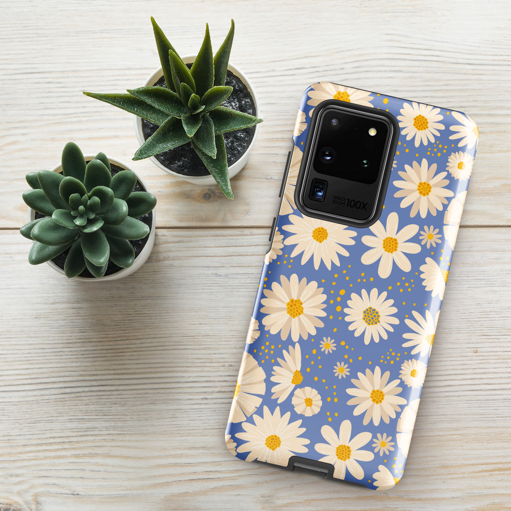 Daisies on Blue Tough case for Samsung® Glossy Samsung Galaxy S20 Ultra Samsung Tough Phone Case Globally Fulfilled Plants