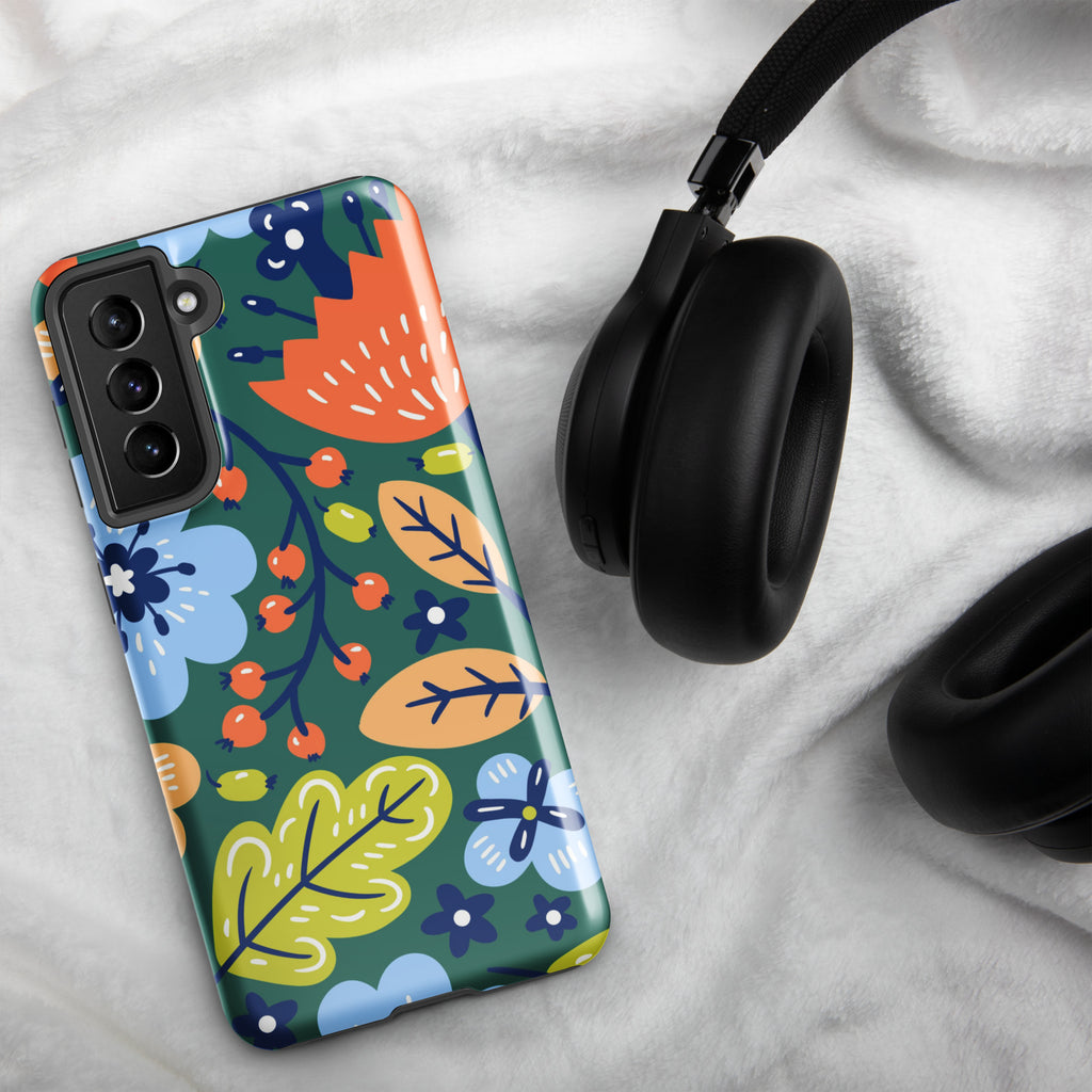 Bright Boho Flowers Tough case for Samsung® Glossy Samsung Galaxy S21 FE Samsung Tough Phone Case Globally Fulfilled Plants Retro