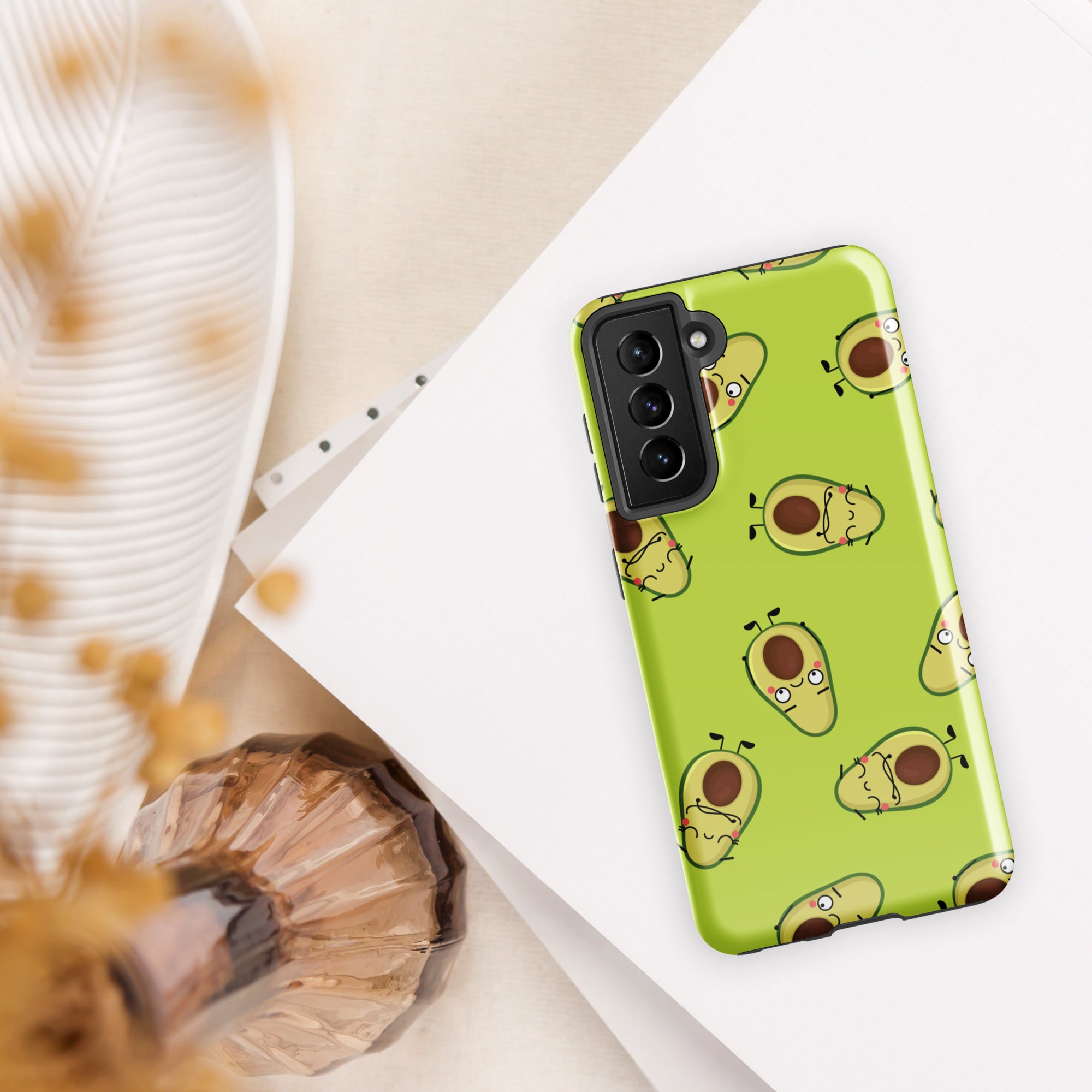 Avocado Characters - Tough case for Samsung® Glossy Samsung Galaxy S21 FE Samsung Tough Phone Case Food Globally Fulfilled