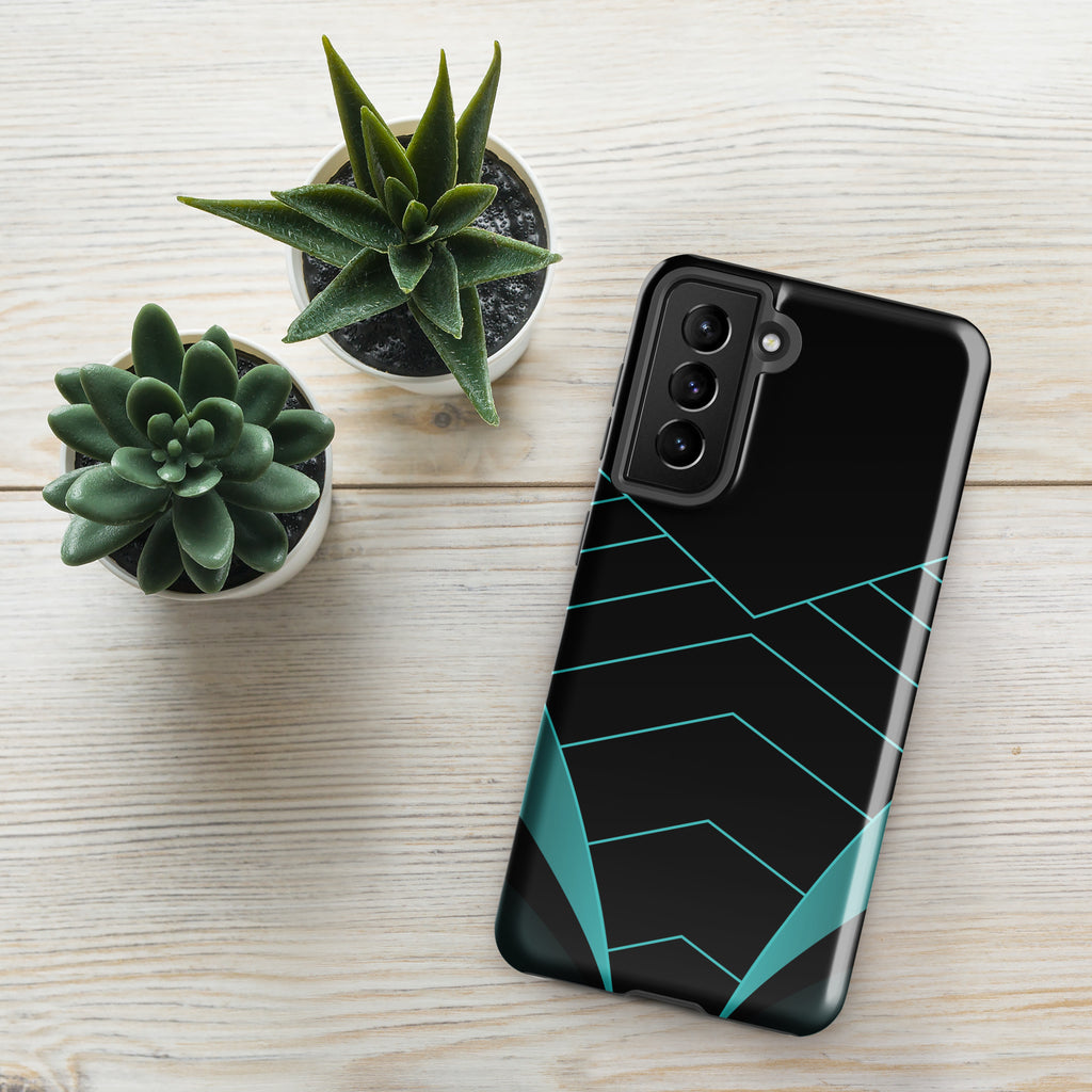 Teal Geometric Tough case for Samsung® Glossy Samsung Galaxy S21 Samsung Tough Phone Case Globally Fulfilled