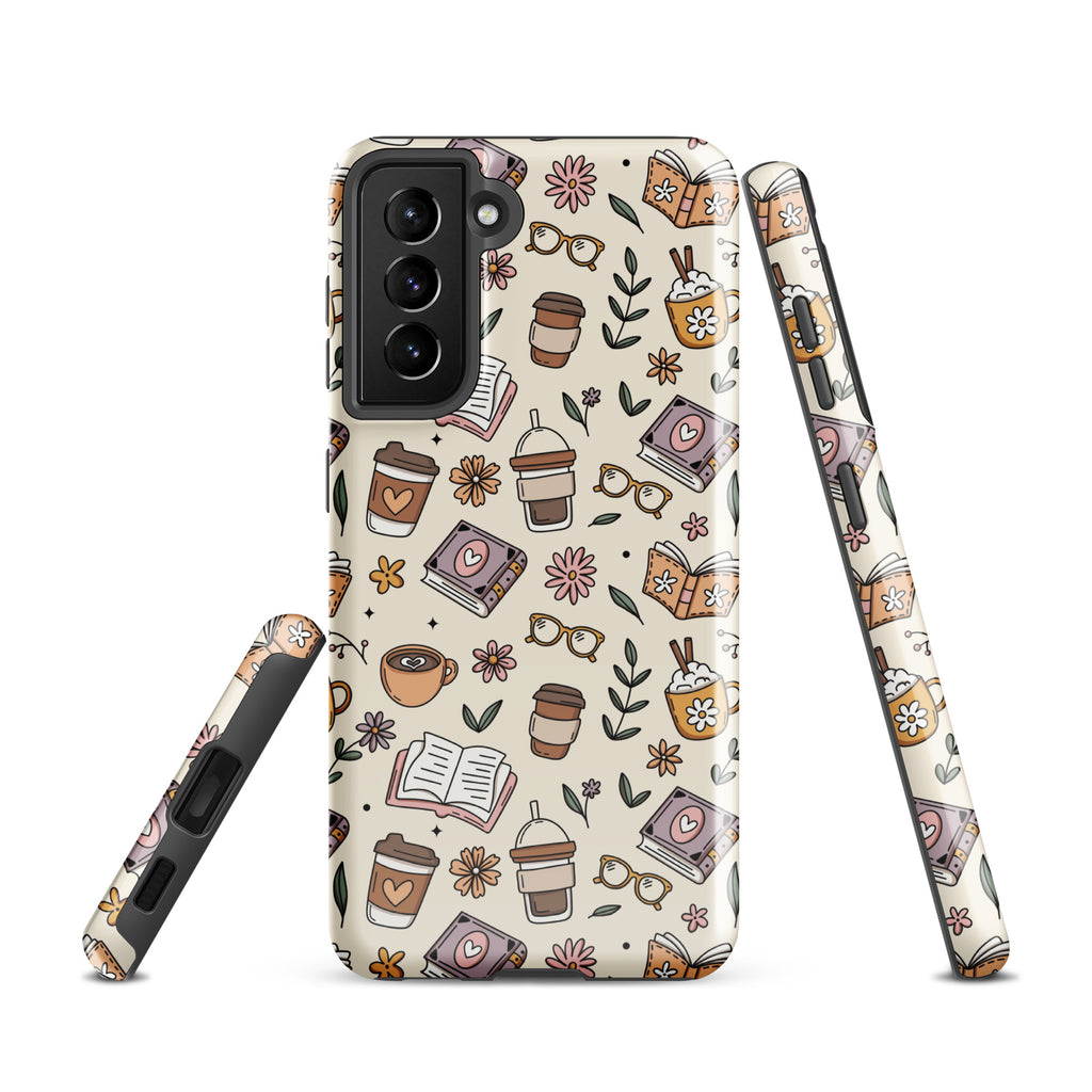 Books And Coffee Tough case for Samsung® Glossy Samsung Galaxy S21 Samsung Tough Phone Case Coffee Globally Fulfilled Reading