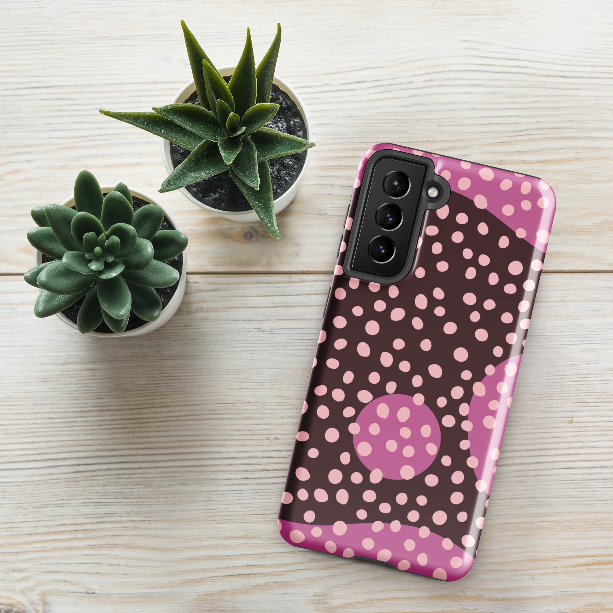 Pink Dots - Tough case for Samsung® Glossy Samsung Galaxy S21 Samsung Tough Phone Case Globally Fulfilled