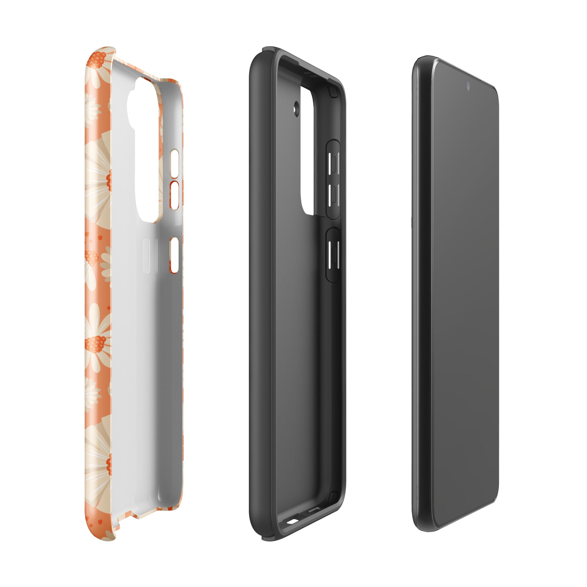 Daisies On Orange - Tough case for Samsung® Glossy Samsung Galaxy S21 Samsung Tough Phone Case Globally Fulfilled Plants