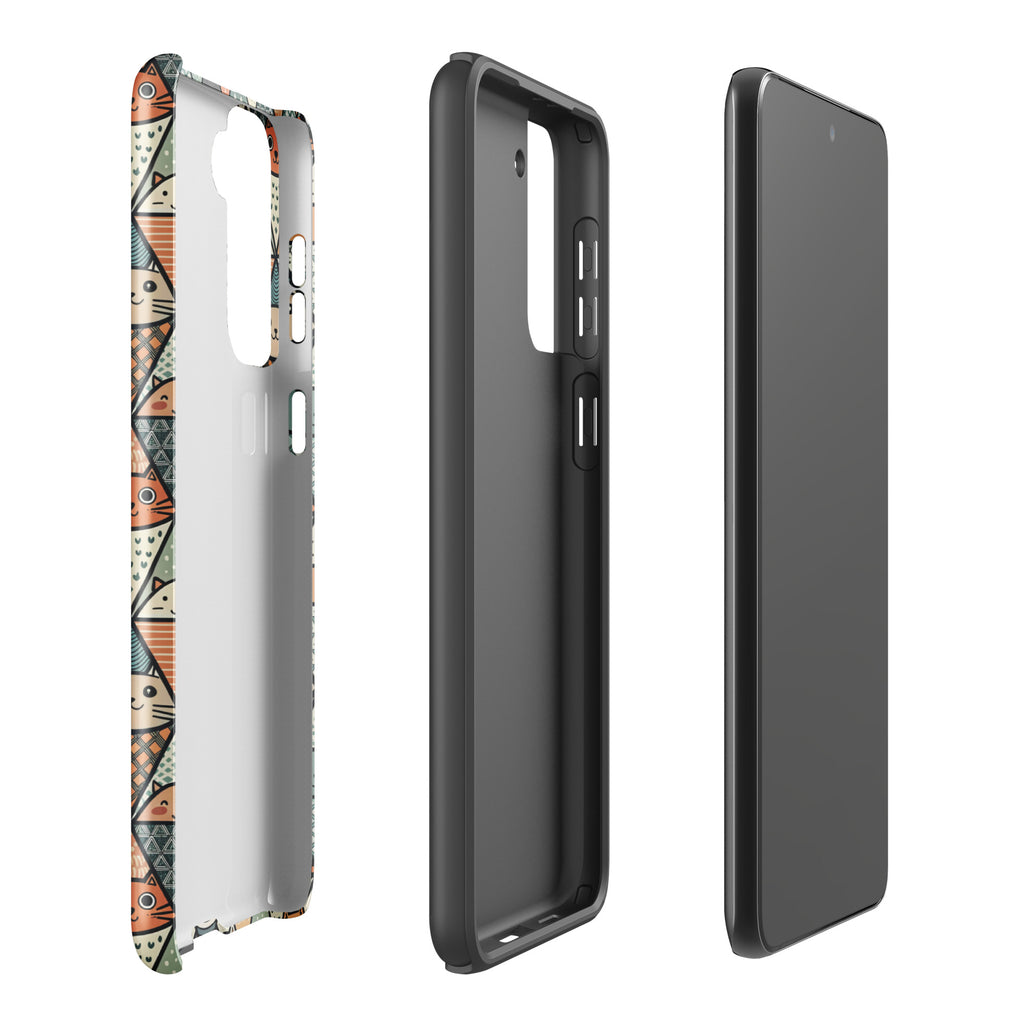 Diamond Cat Pattern Tough case for Samsung® Glossy Samsung Galaxy S21 Plus Samsung Tough Phone Case animal Globally Fulfilled