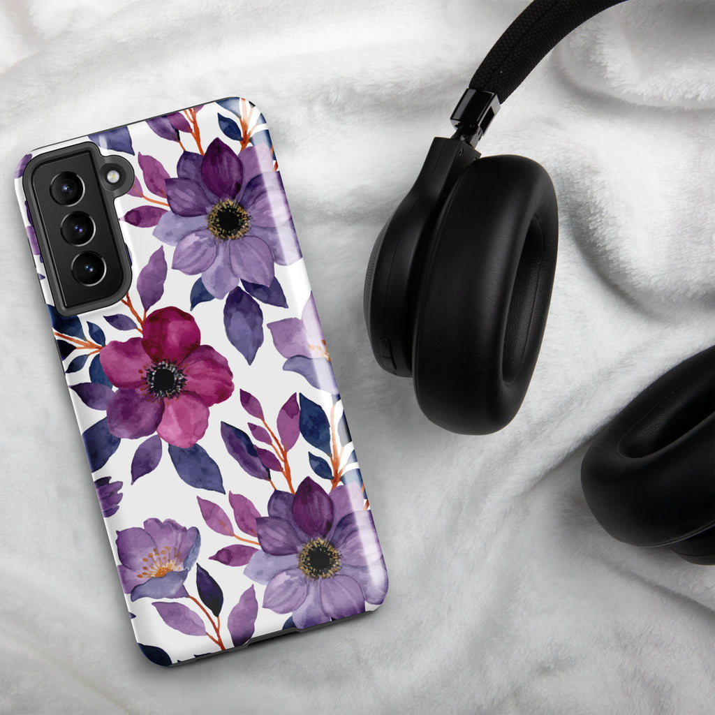 Purple Floral Tough case for Samsung® Glossy Samsung Galaxy S21 Plus Samsung Tough Phone Case Globally Fulfilled Plants