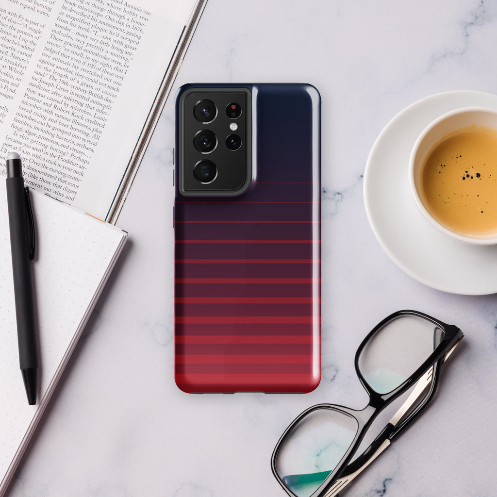 Red And Navy Stripe Tough case for Samsung® Glossy Samsung Galaxy S21 Ultra Samsung Tough Phone Case Globally Fulfilled