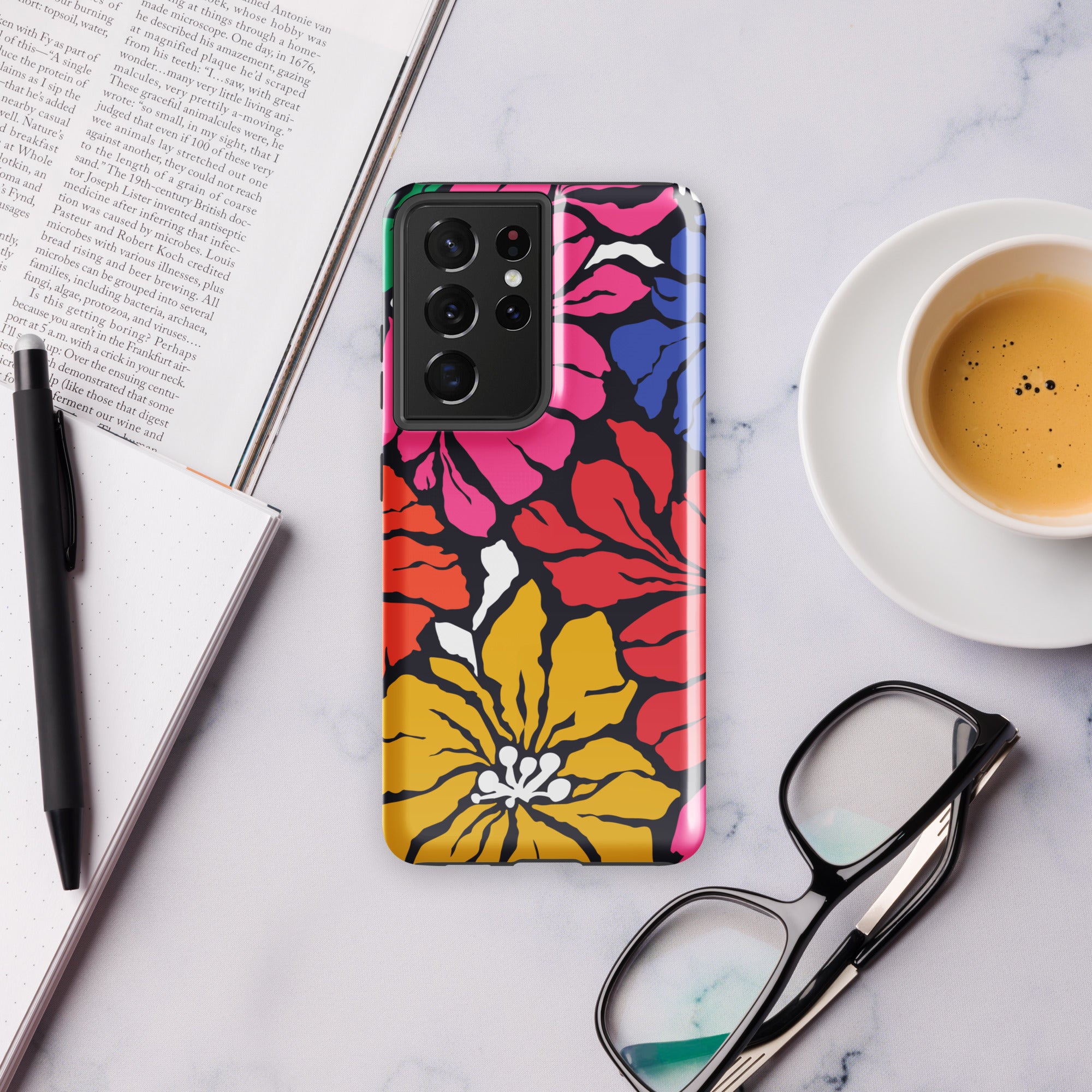 Bright And Bold Retro Flower Tough case for Samsung® Glossy Samsung Galaxy S21 Ultra Samsung Tough Phone Case Globally Fulfilled Plants Retro