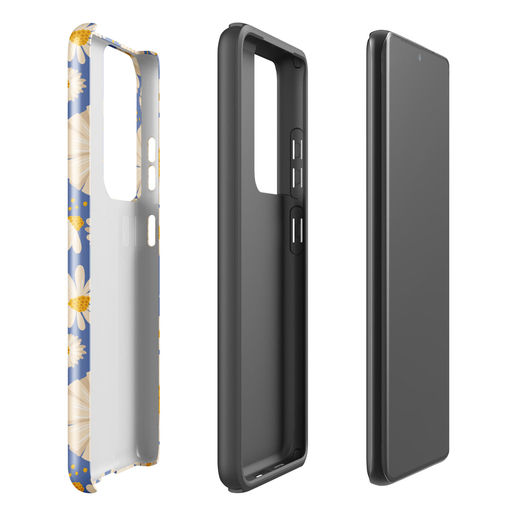 Daisies on Blue Tough case for Samsung® Glossy Samsung Galaxy S21 Ultra Samsung Tough Phone Case Globally Fulfilled Plants