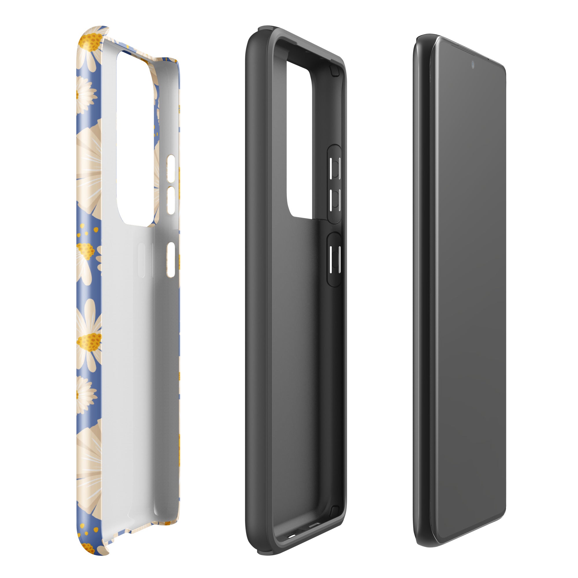 Daisies on Blue - Tough case for Samsung® Glossy Samsung Galaxy S21 Ultra Samsung Tough Phone Case Globally Fulfilled Plants