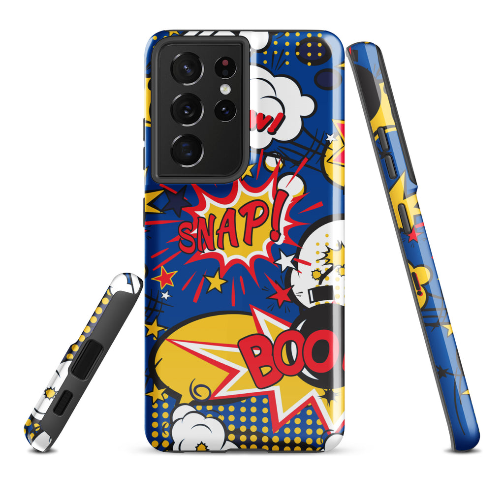 Comic Book Blue Tough case for Samsung® Glossy Samsung Galaxy S21 Ultra Samsung Tough Phone Case comic Globally Fulfilled