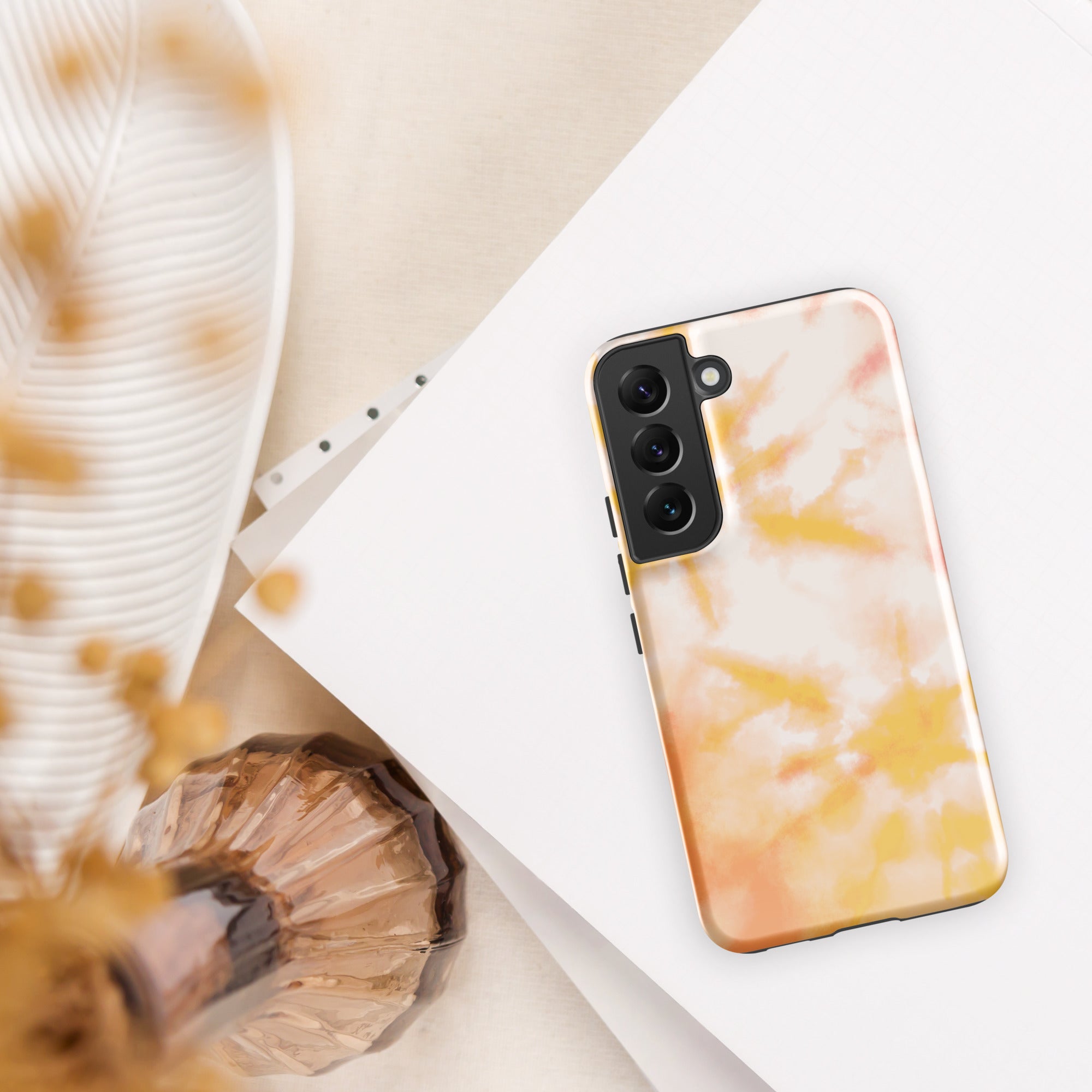 Pink And Orange Tie Dye Tough case for Samsung® Glossy Samsung Galaxy S22 Samsung Tough Phone Case Globally Fulfilled