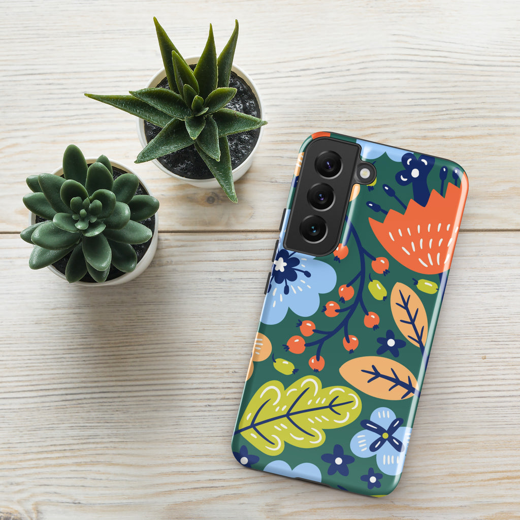Bright Boho Flowers Tough case for Samsung® Glossy Samsung Galaxy S22 Samsung Tough Phone Case Globally Fulfilled Plants Retro