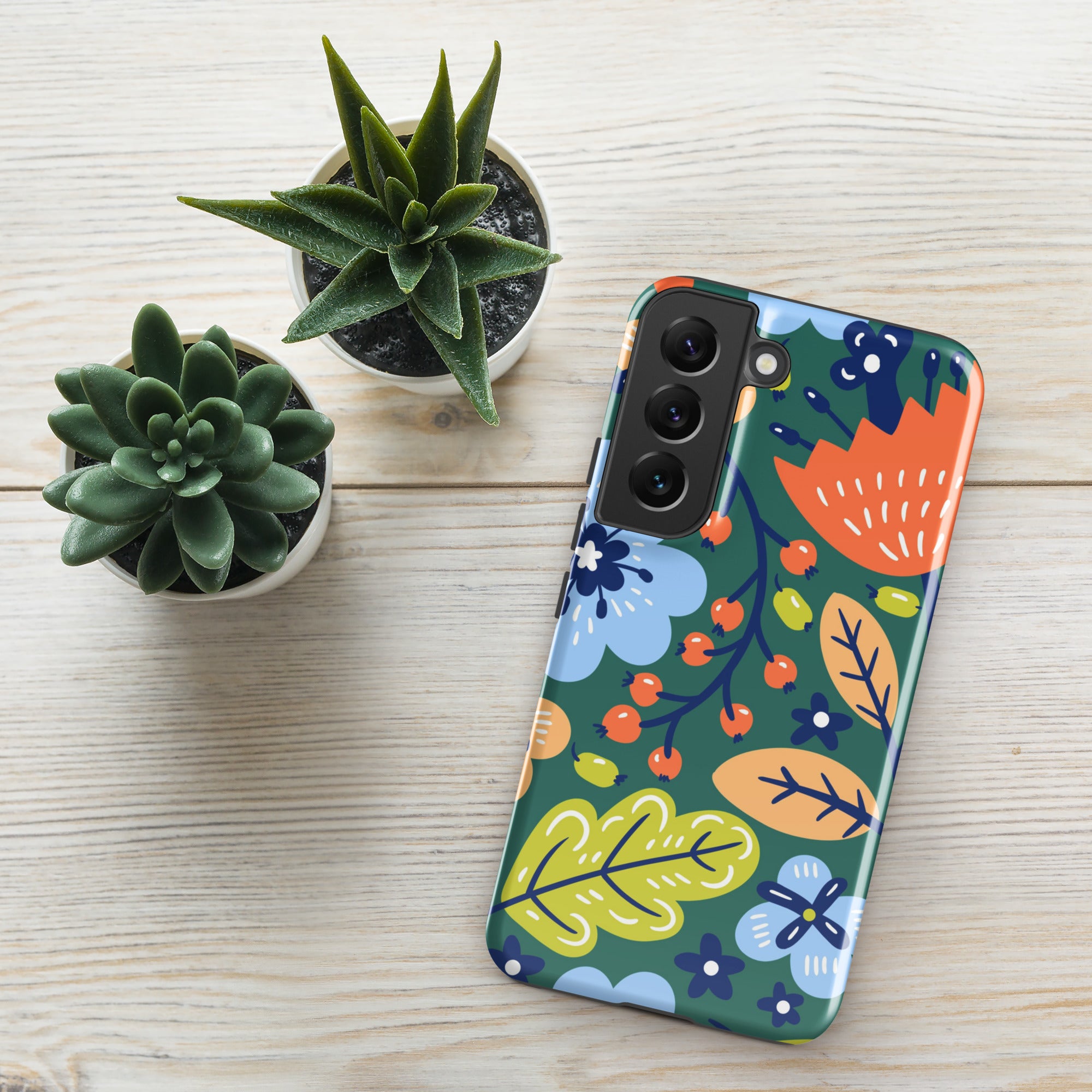 Bright Boho Flowers Tough case for Samsung® Glossy Samsung Galaxy S22 Samsung Tough Phone Case Globally Fulfilled Plants Retro