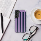Purple Stripe Tough case for Samsung® Glossy Samsung Galaxy S22 Samsung Tough Phone Case Globally Fulfilled