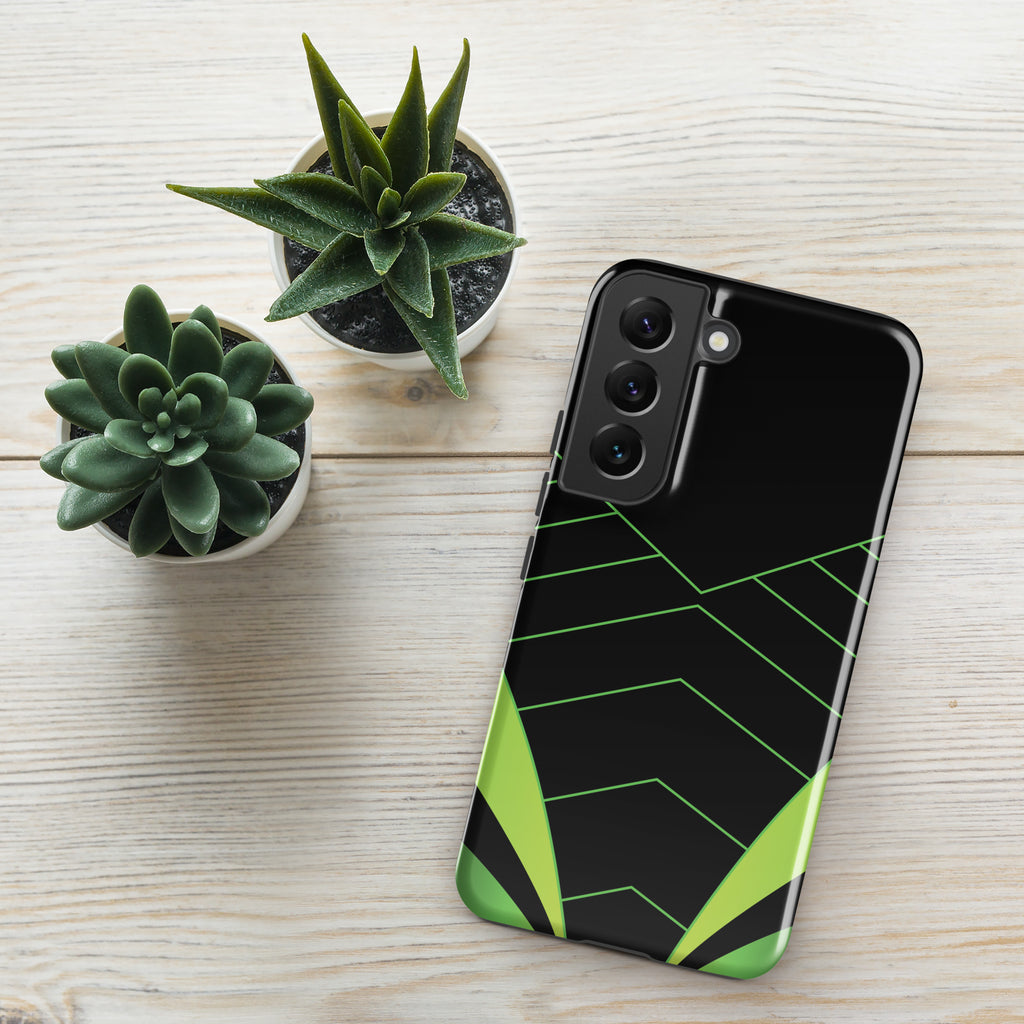 Green Geometric Tough case for Samsung® Glossy Samsung Galaxy S22 Samsung Tough Phone Case Globally Fulfilled